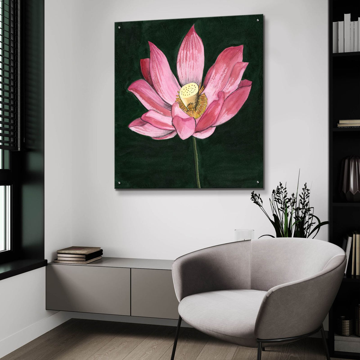 Pink Waterlily 2 by Alicia Longley - 36x36 acrylic wall art in a room