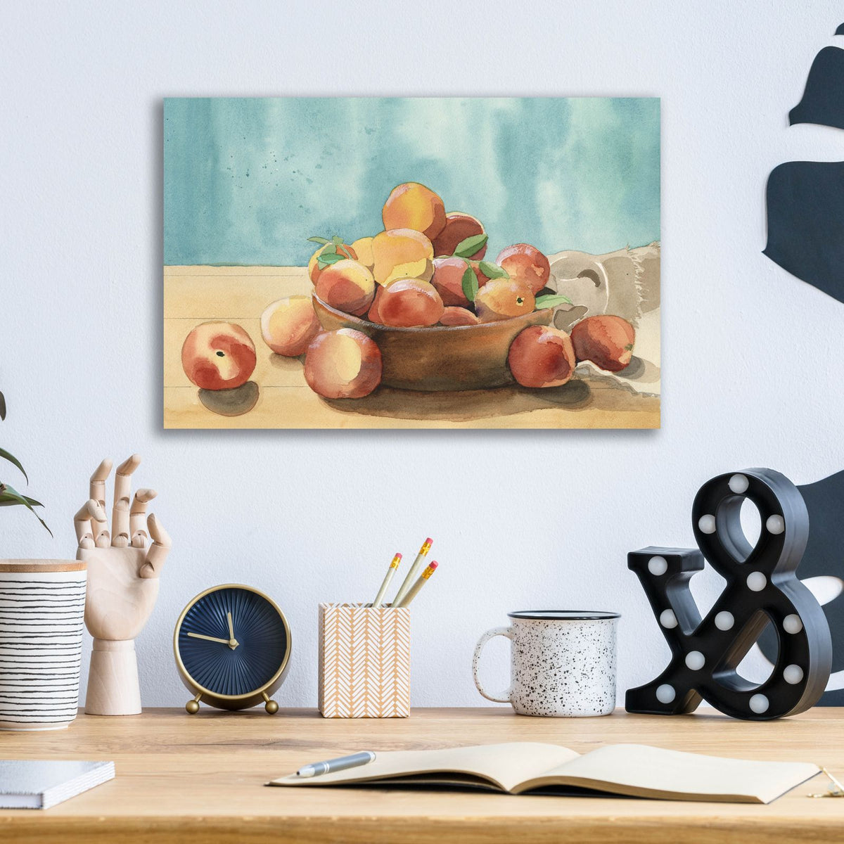 Summer Harvest Bowl 1 by Alicia Longley - 16x12 acrylic wall art in a room