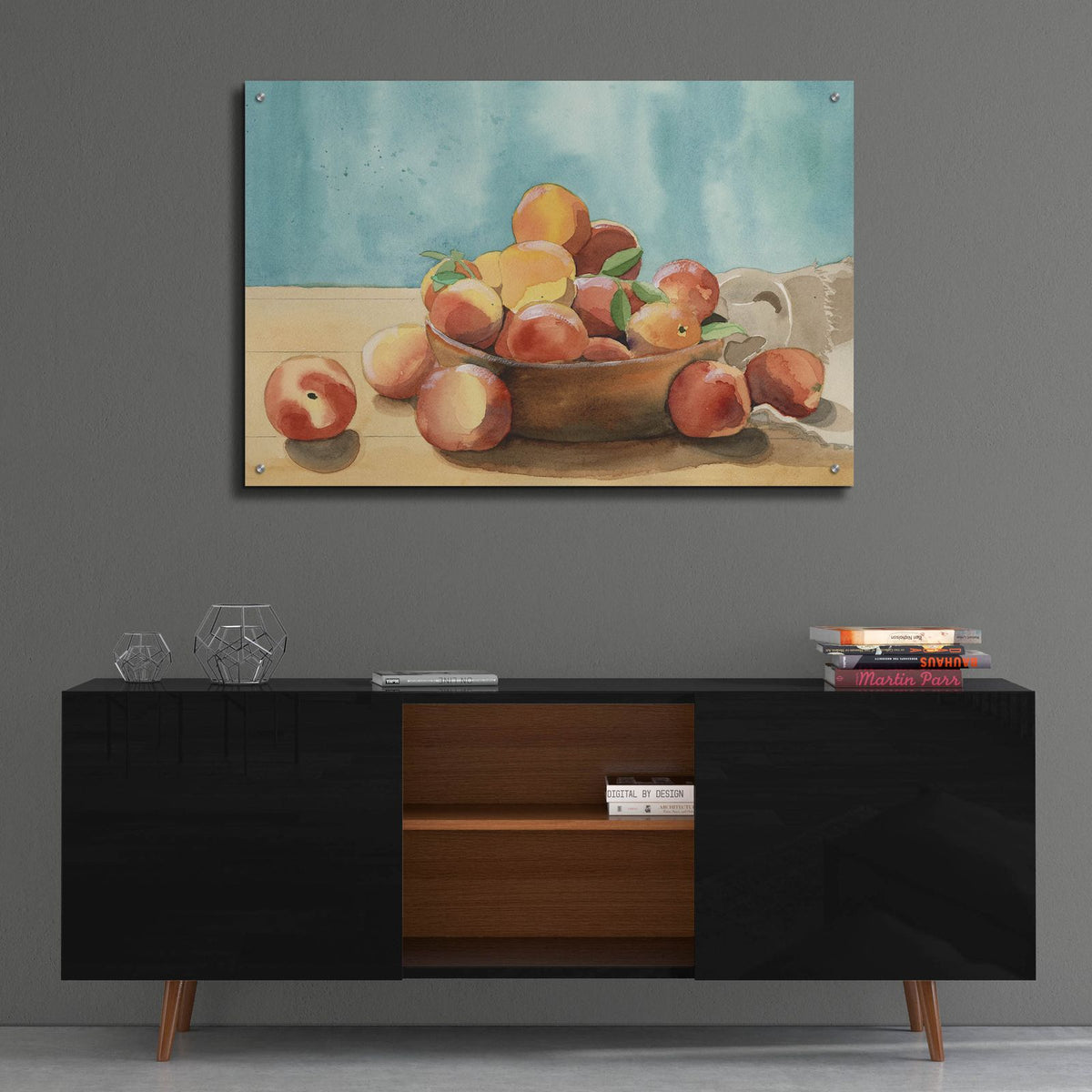 Summer Harvest Bowl 1 by Alicia Longley - 36x24 acrylic wall art in a room
