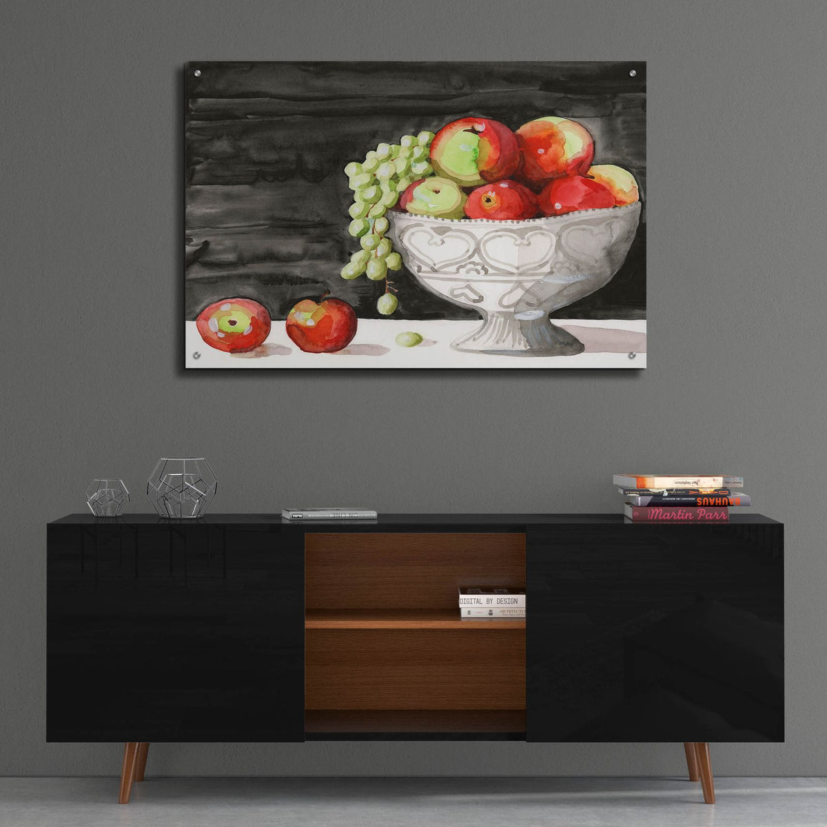 Watercolor Fruit Bowl 1 by Alicia Longley - 36x24 acrylic wall art in a room