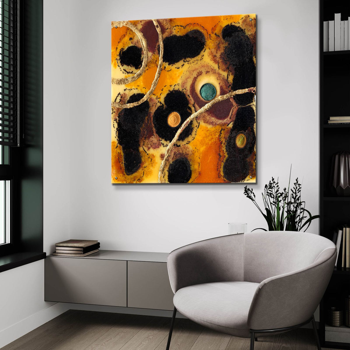 Meteor Shower 1 by Alicia Ludwig - 36x36 acrylic wall art in a room