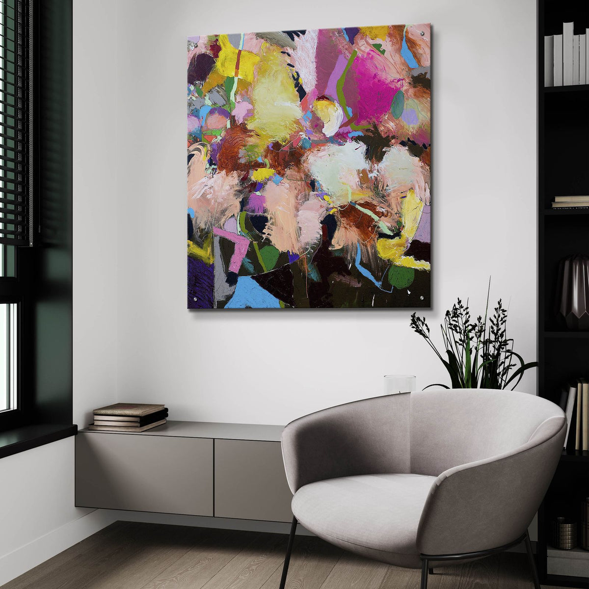 The Can Can by Allan Friedlander - 36x36 acrylic wall art in a room