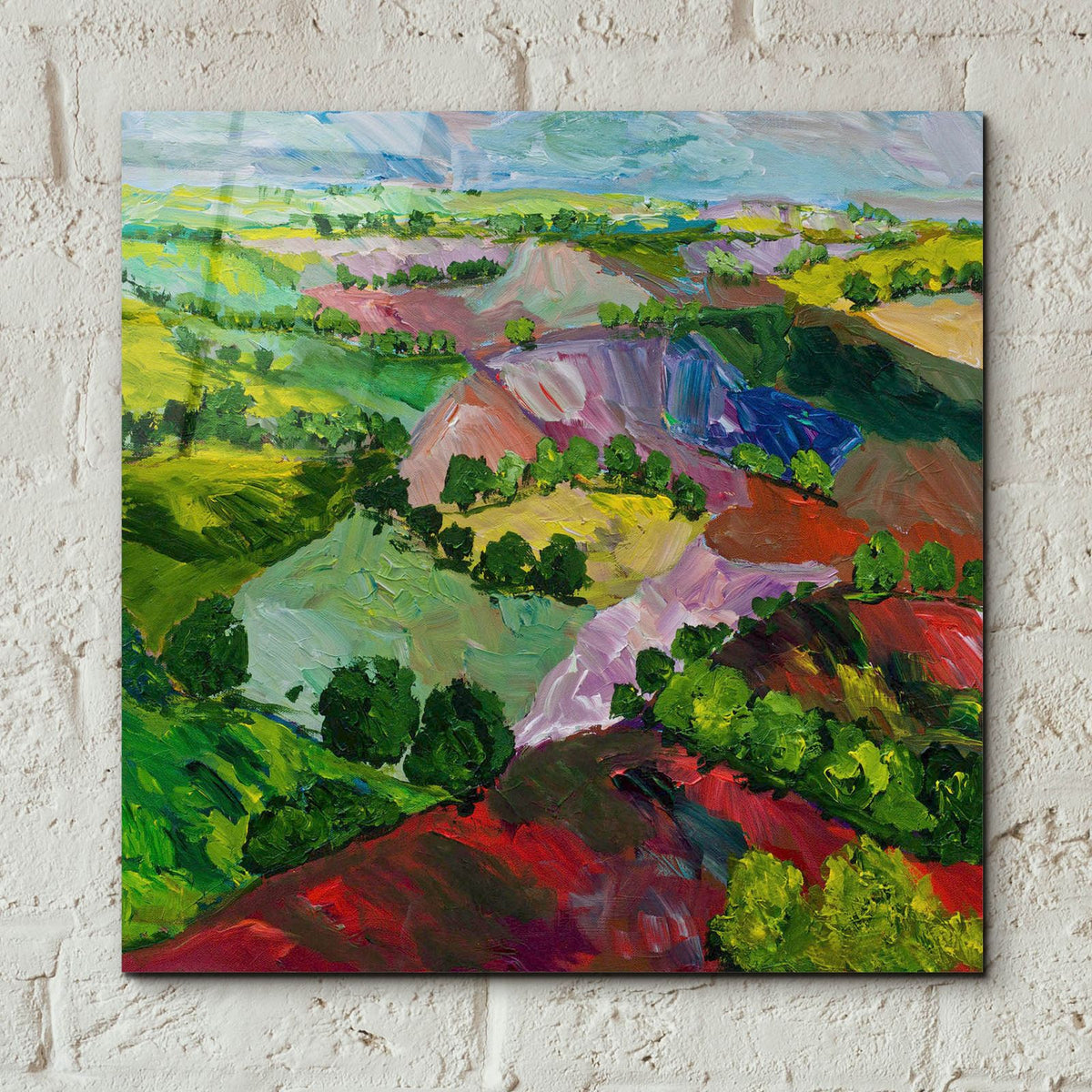 Deep Ridge Red Hill by Allan Friedlander - 12x12 acrylic wall art in a room