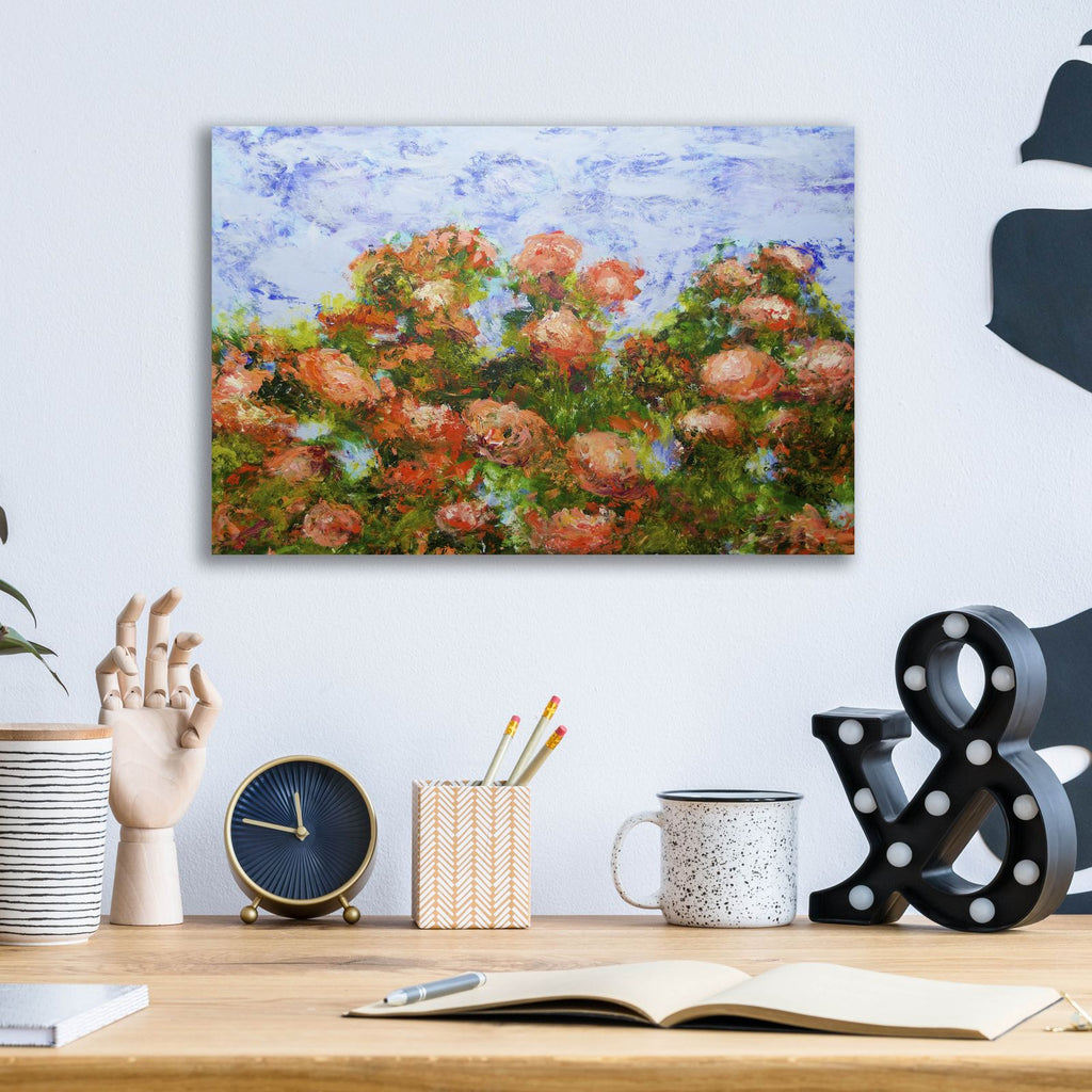 Red Ribbon Roses by Allan Friedlander - 16x12 acrylic wall art in a room