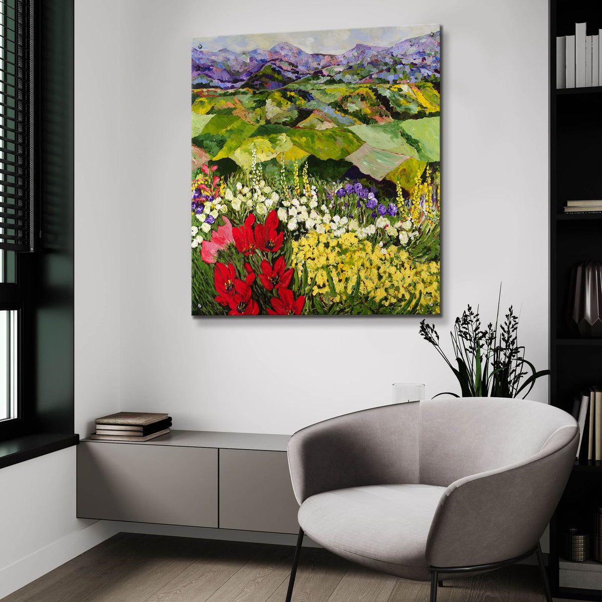 High Mountain Patch by Allan Friedlander - 36x36 acrylic wall art in a room