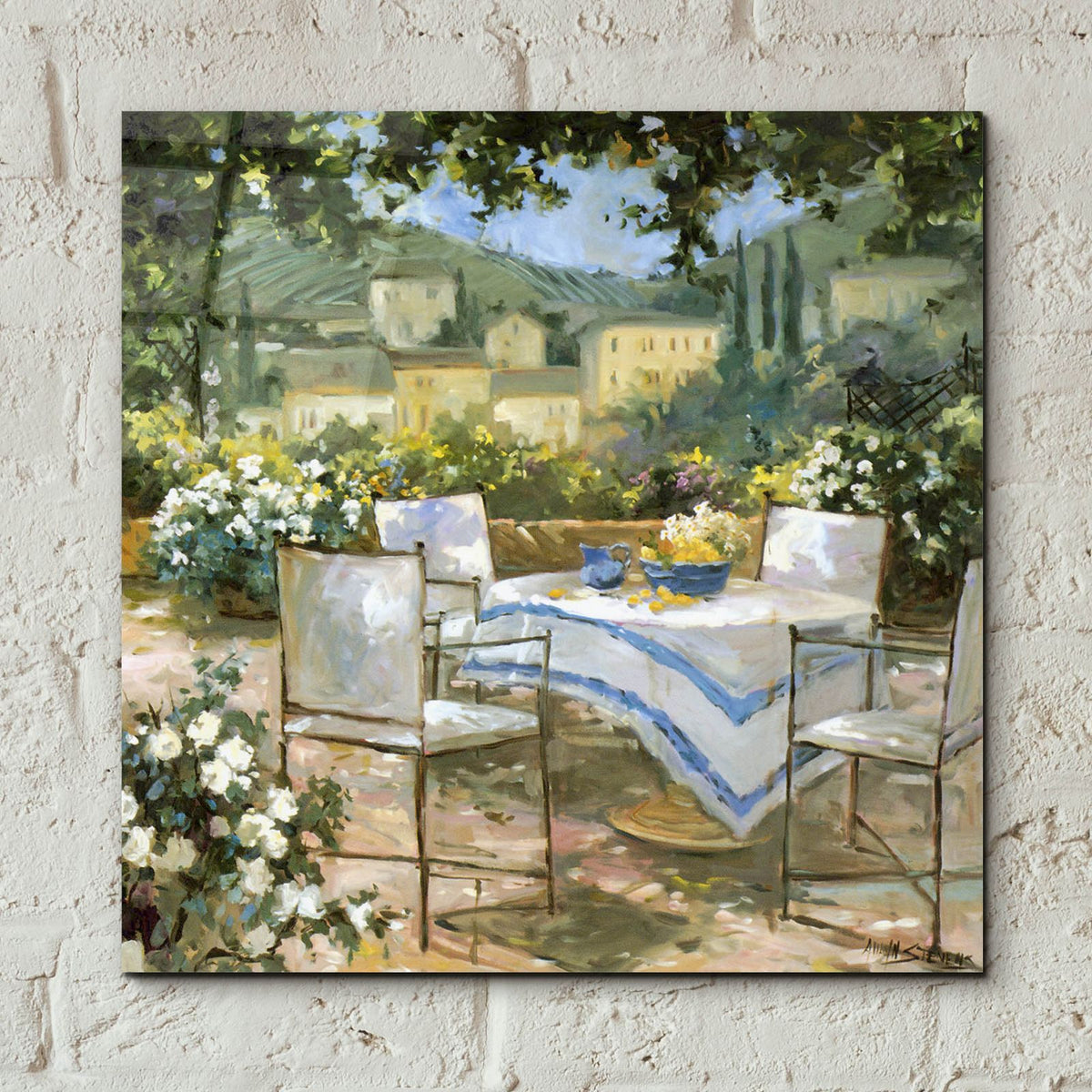 Tuscany Terrace 1 by Allayn Stevens - 12x12 acrylic wall art in a room