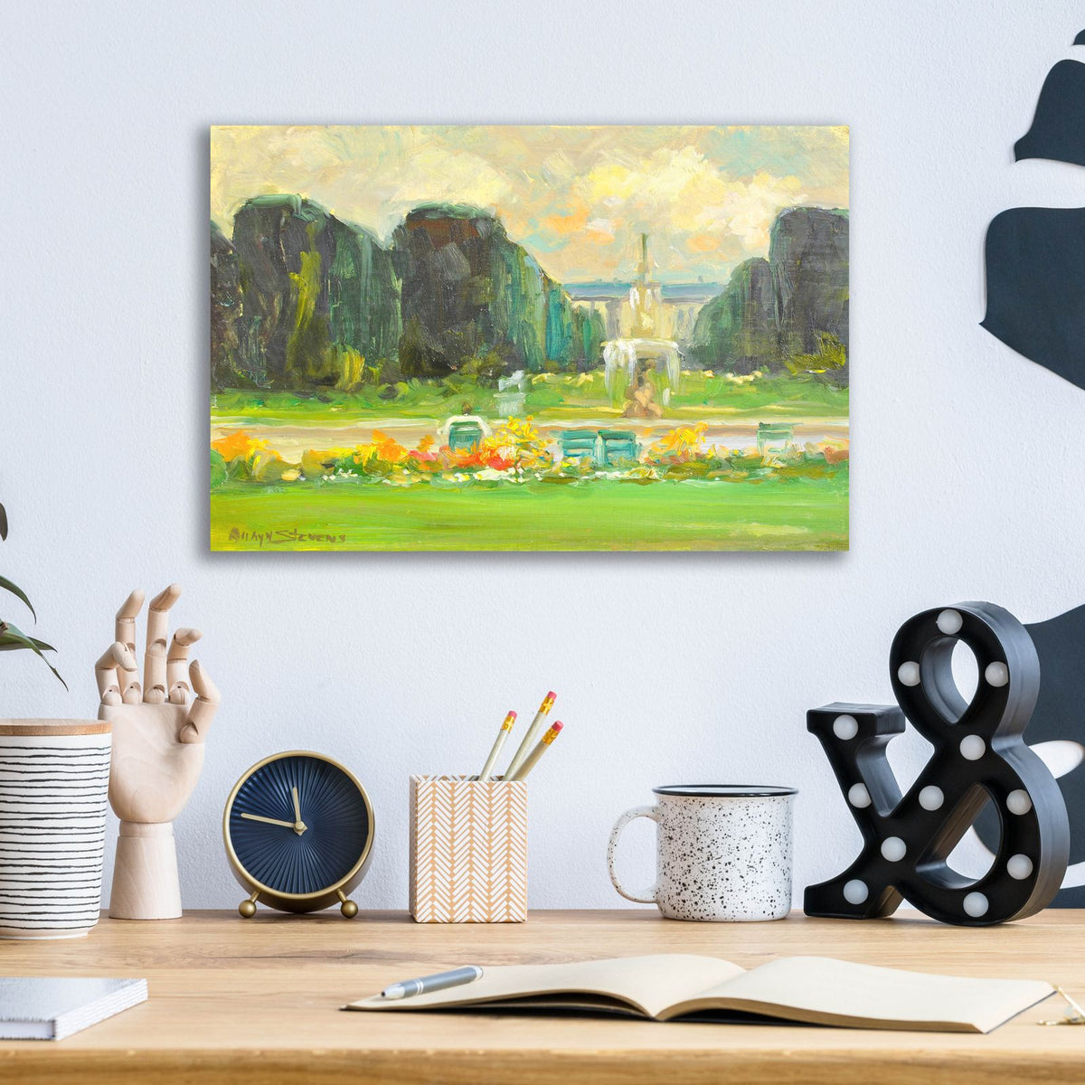 Italian Gardens by Allayn Stevens - 16x12 acrylic wall art in a room