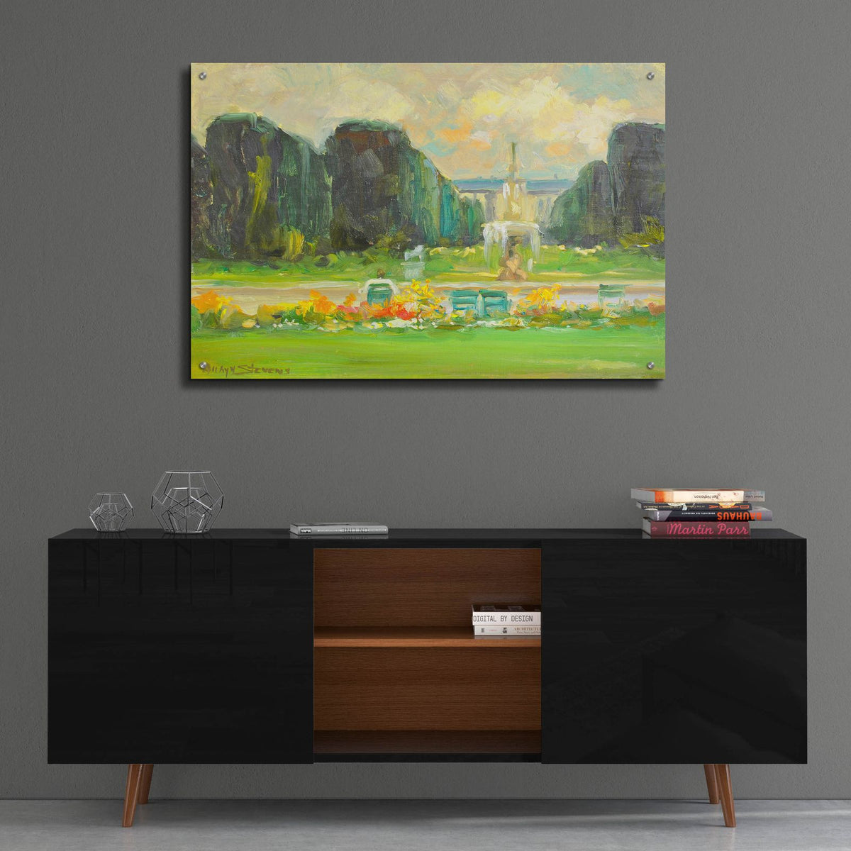 Italian Gardens by Allayn Stevens - 36x24 acrylic wall art in a room