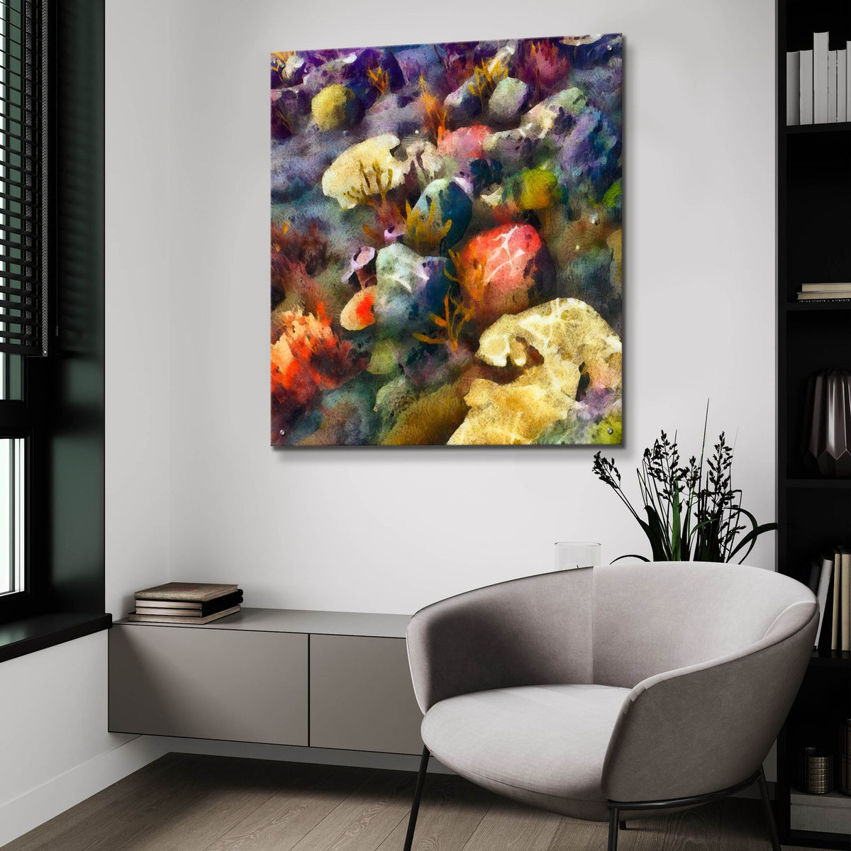 Sea Life 3 by Alonzo Saunders - 36x36 acrylic wall art in a room