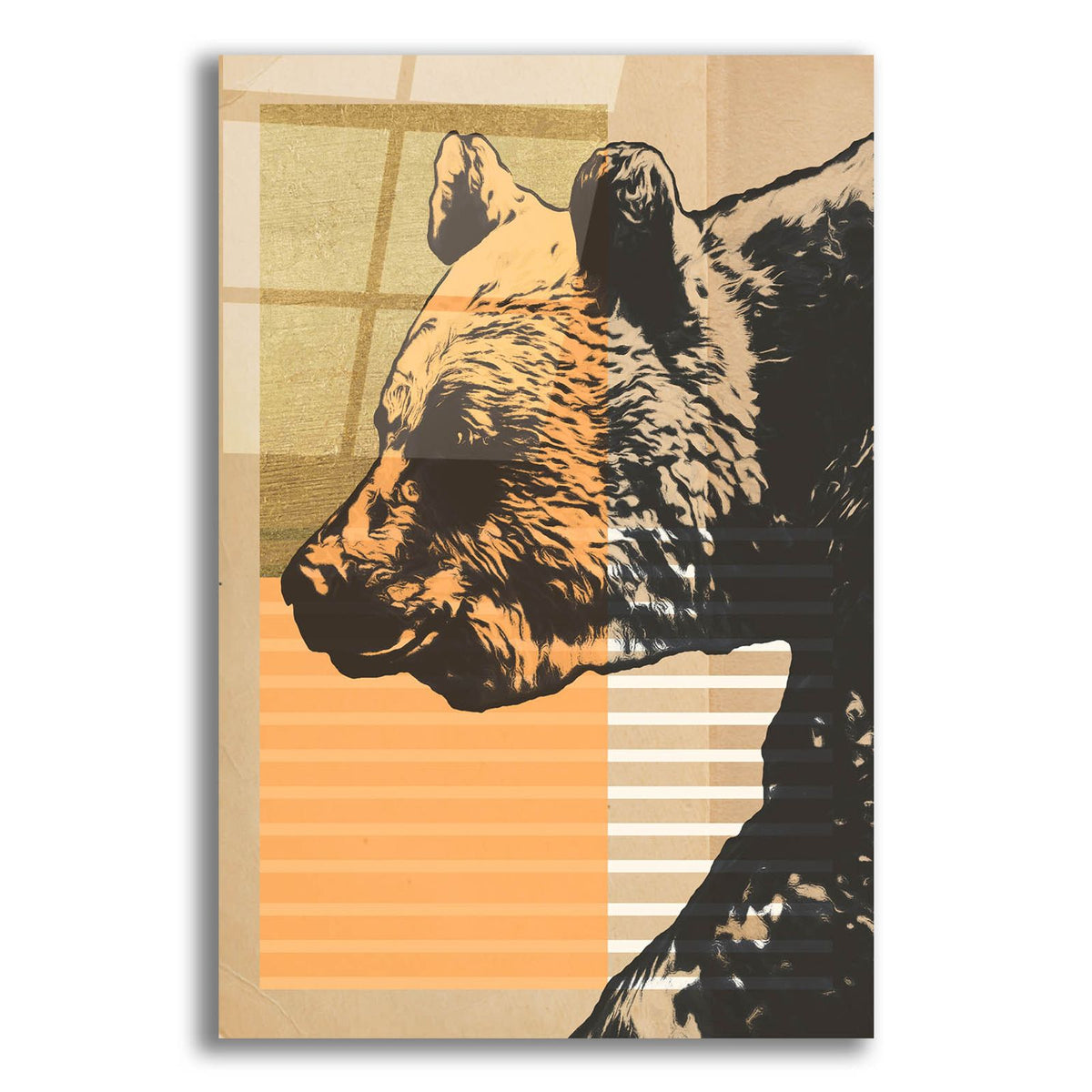 Gold Geometric Bear 1 by Alonzo Saunders acrylic glass wall art