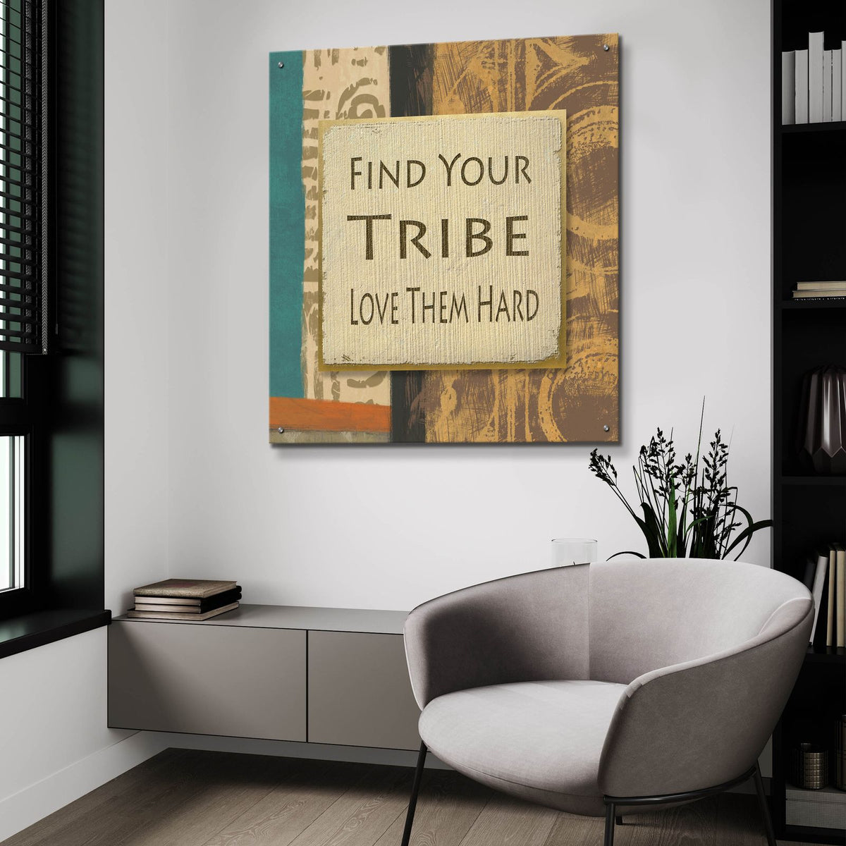 Tribe 1 by Alonzo Saunders - 36x36 acrylic wall art in a room