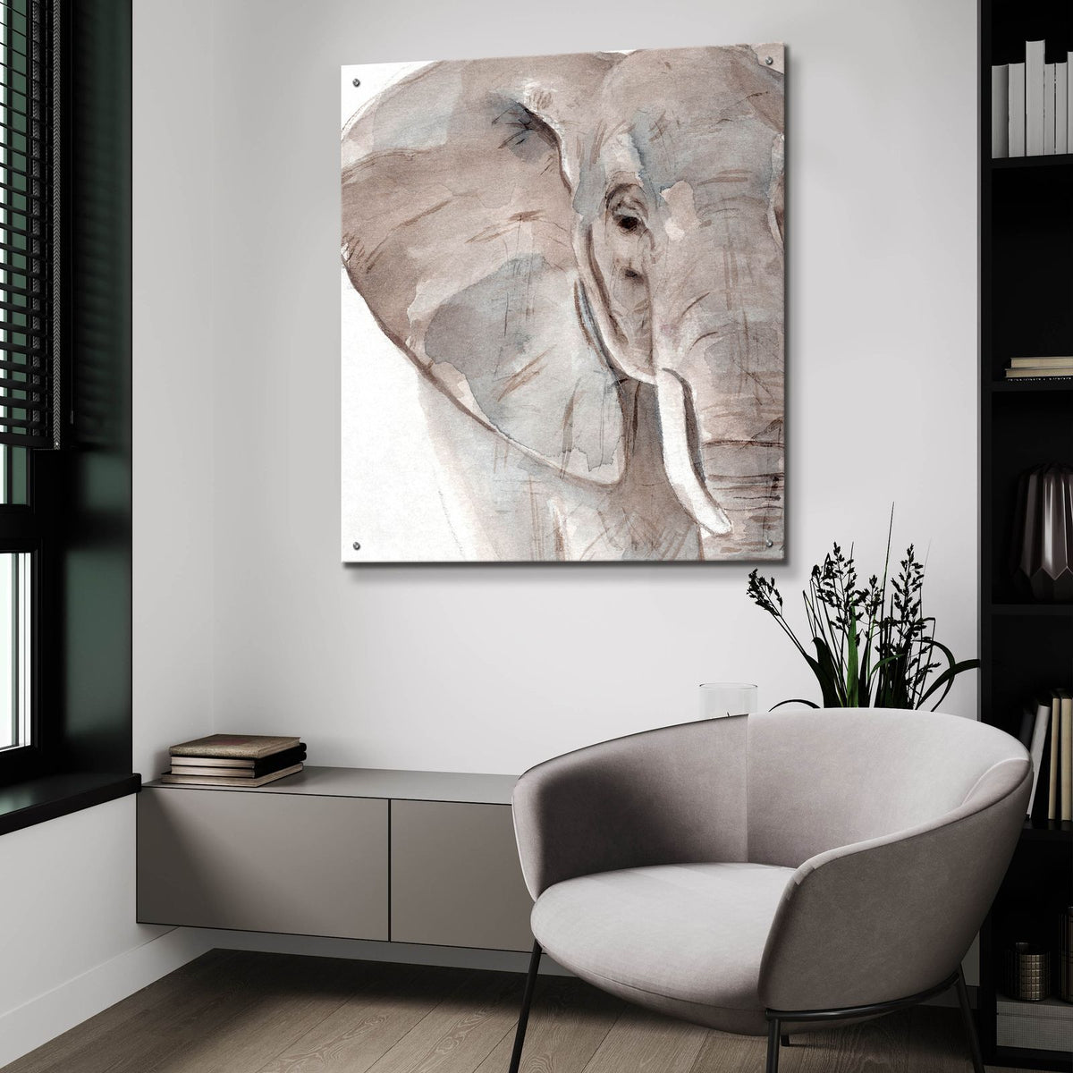 Elephant Grooves 2 by Annie Warren - 36x36 acrylic wall art in a room