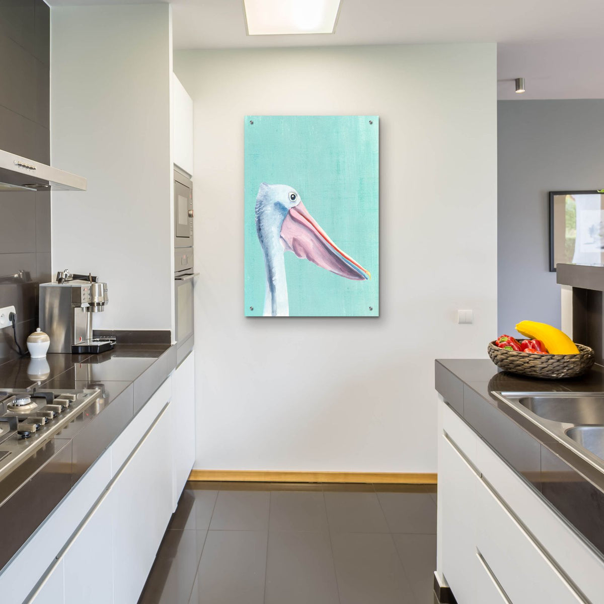 Exotic Bird On Blue 3 by Annie Warren - 24x36 acrylic wall art in a room