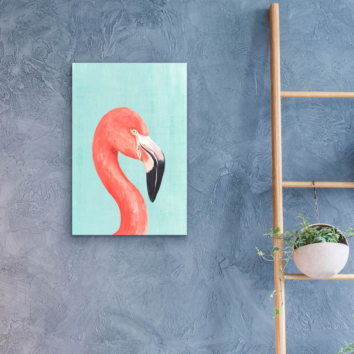 Exotic Bird On Blue 4 by Annie Warren - 16x24 acrylic wall art in a room