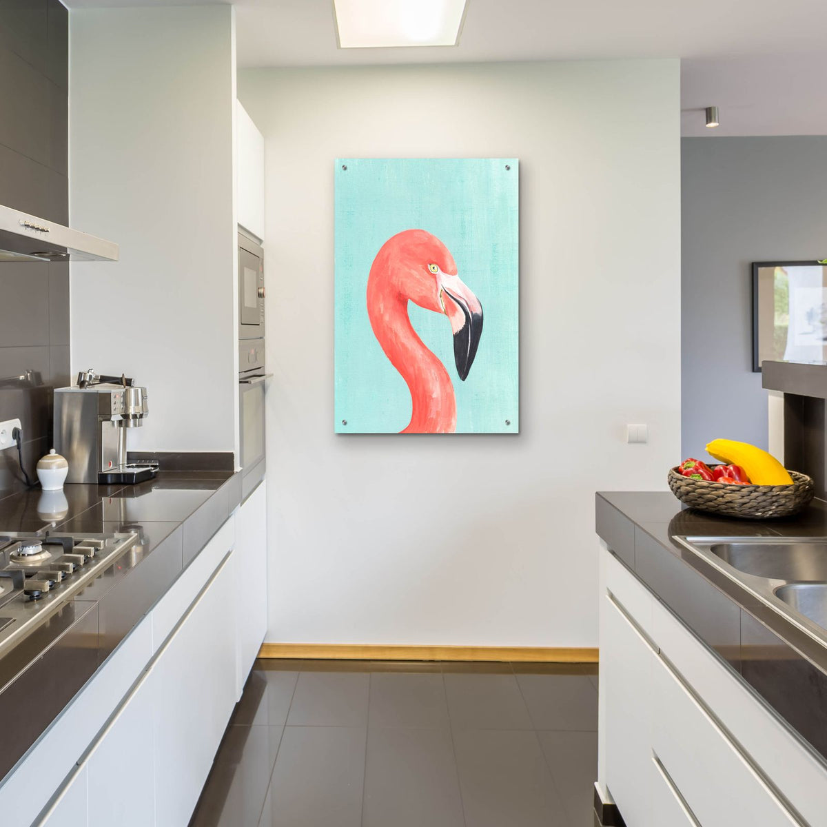 Exotic Bird On Blue 4 by Annie Warren - 24x36 acrylic wall art in a room