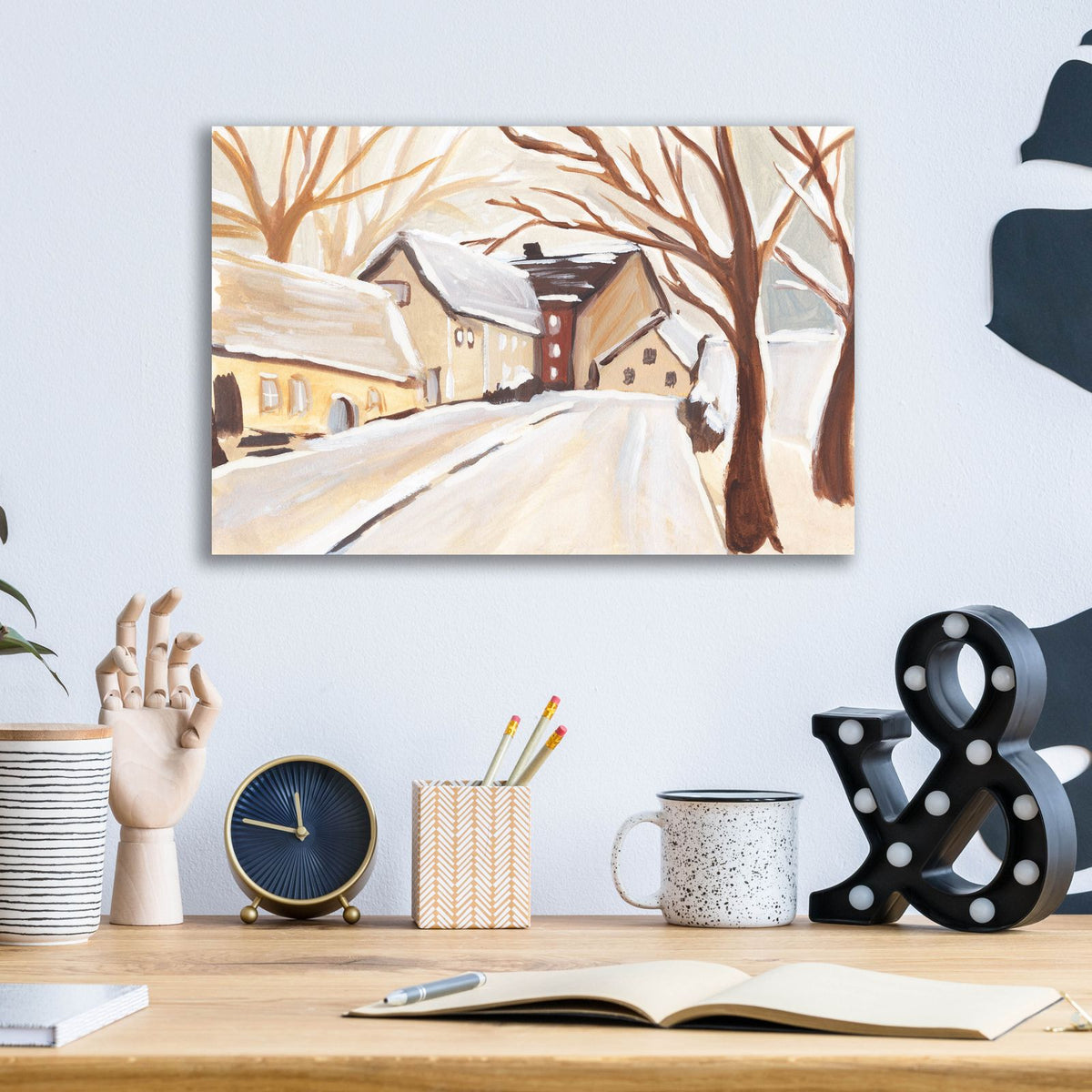 Snowy Street 1 by Annie Warren - 16x12 acrylic wall art in a room