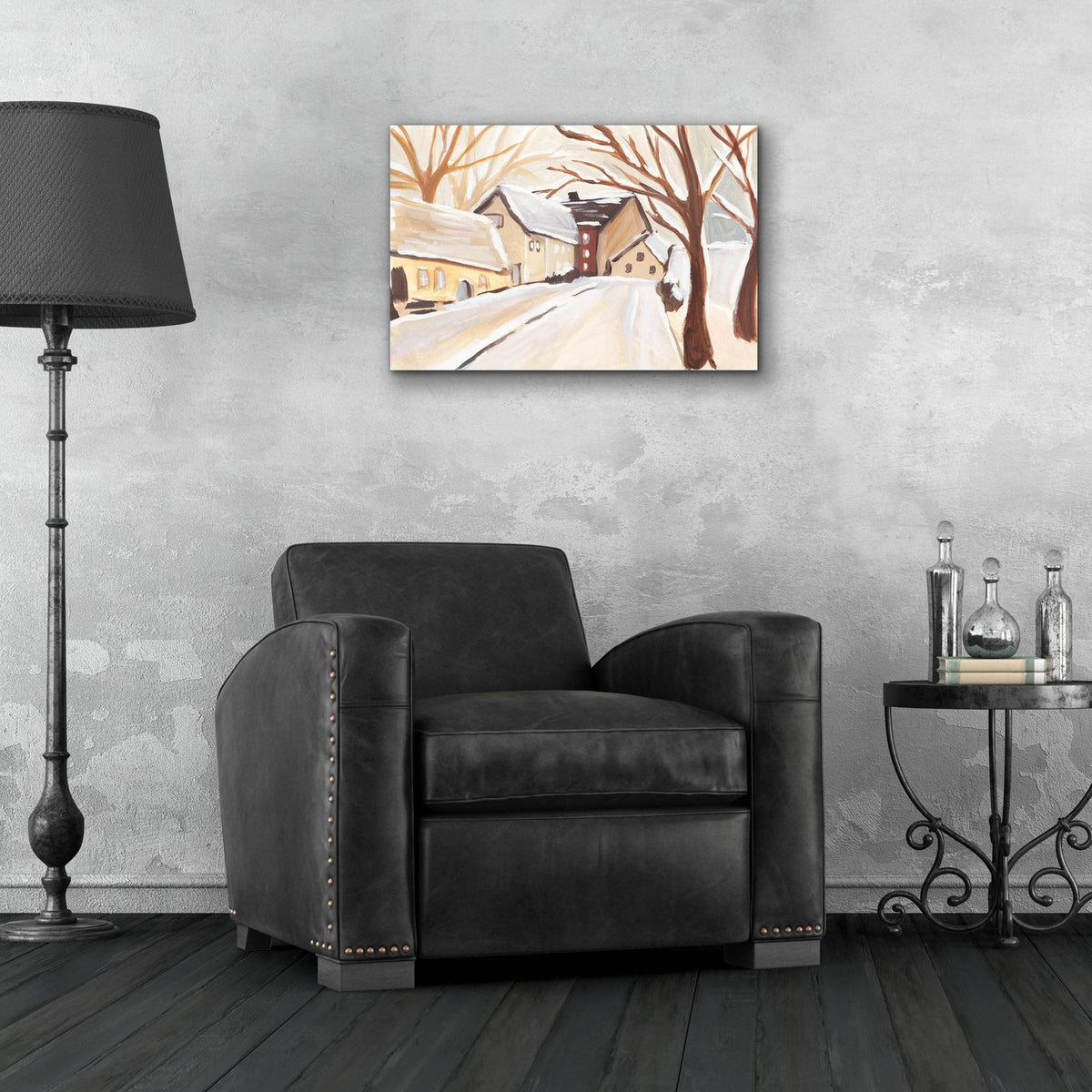 Snowy Street 1 by Annie Warren - 24x16 acrylic wall art in a room