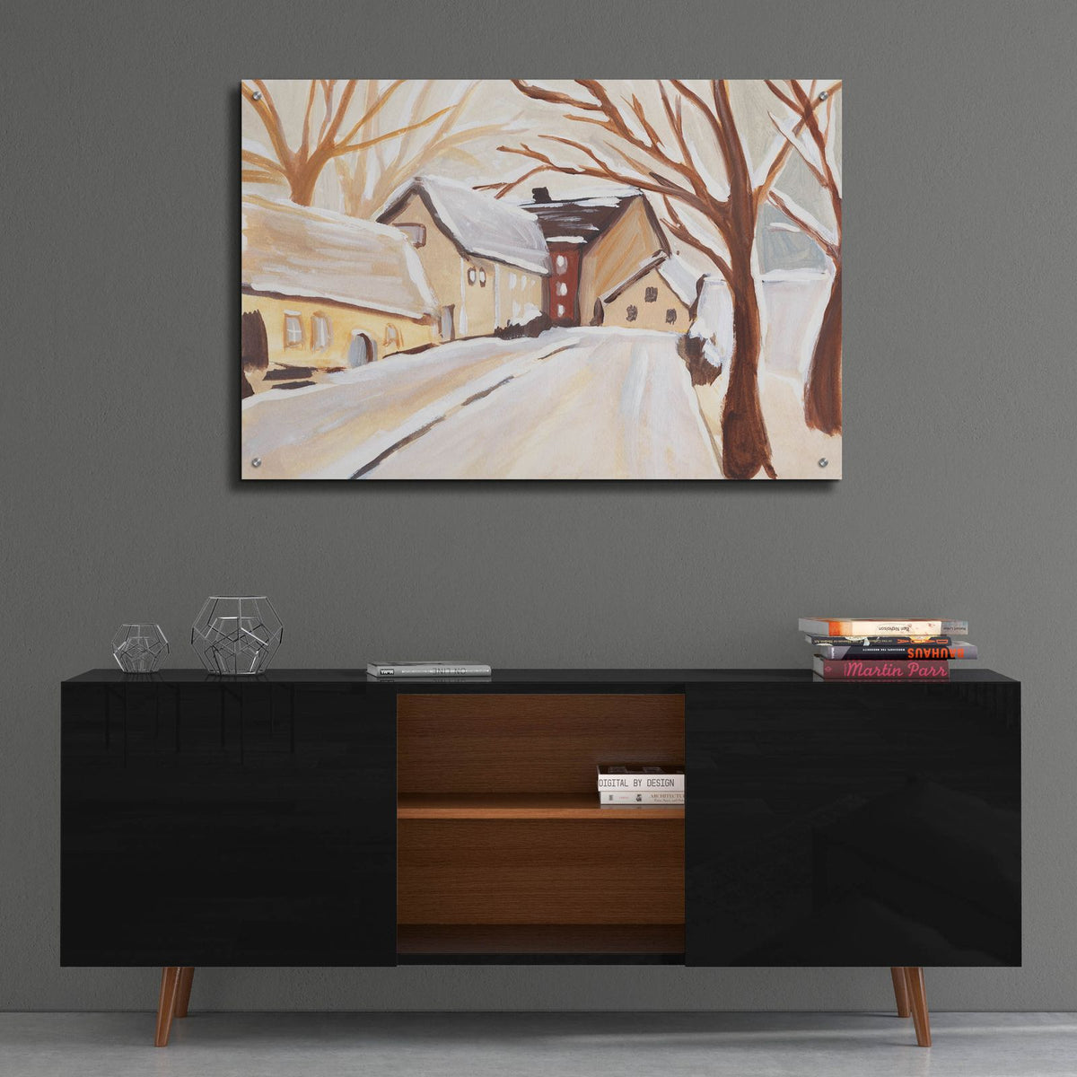 Snowy Street 1 by Annie Warren - 36x24 acrylic wall art in a room
