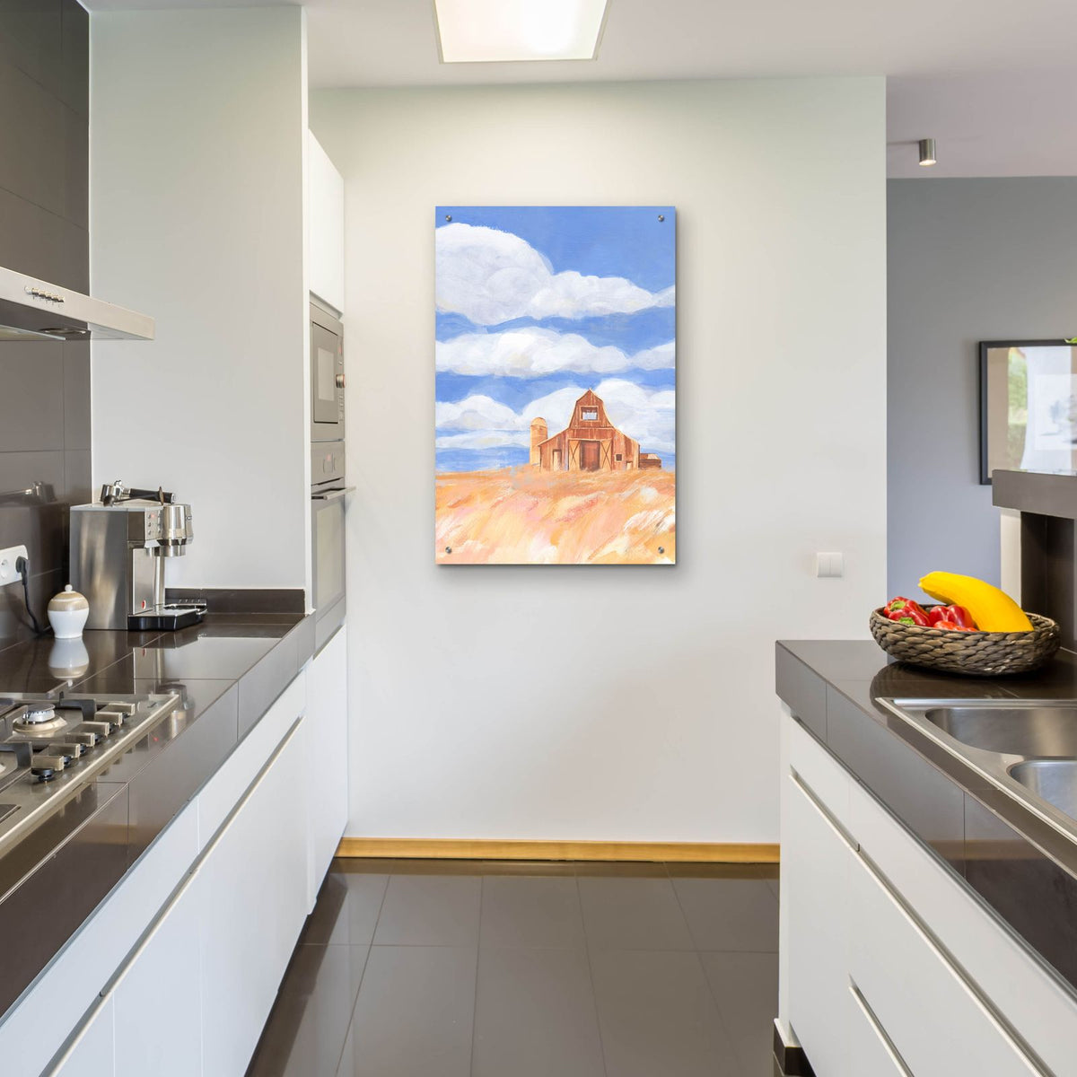 Wheatfield Barn 1 by Annie Warren - 24x36 acrylic wall art in a room