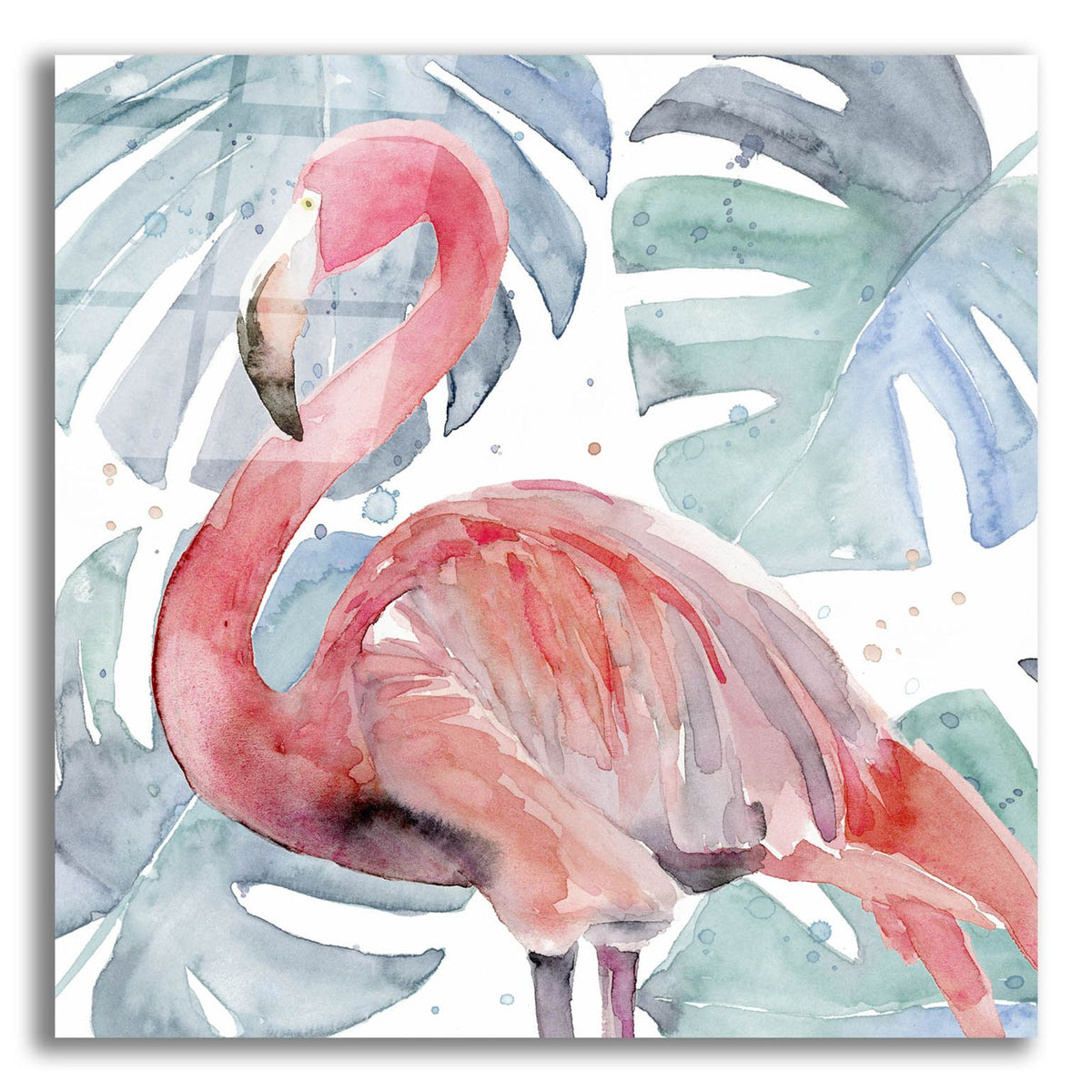 Flamingo Splash 2 by Annie Warren acrylic glass wall art