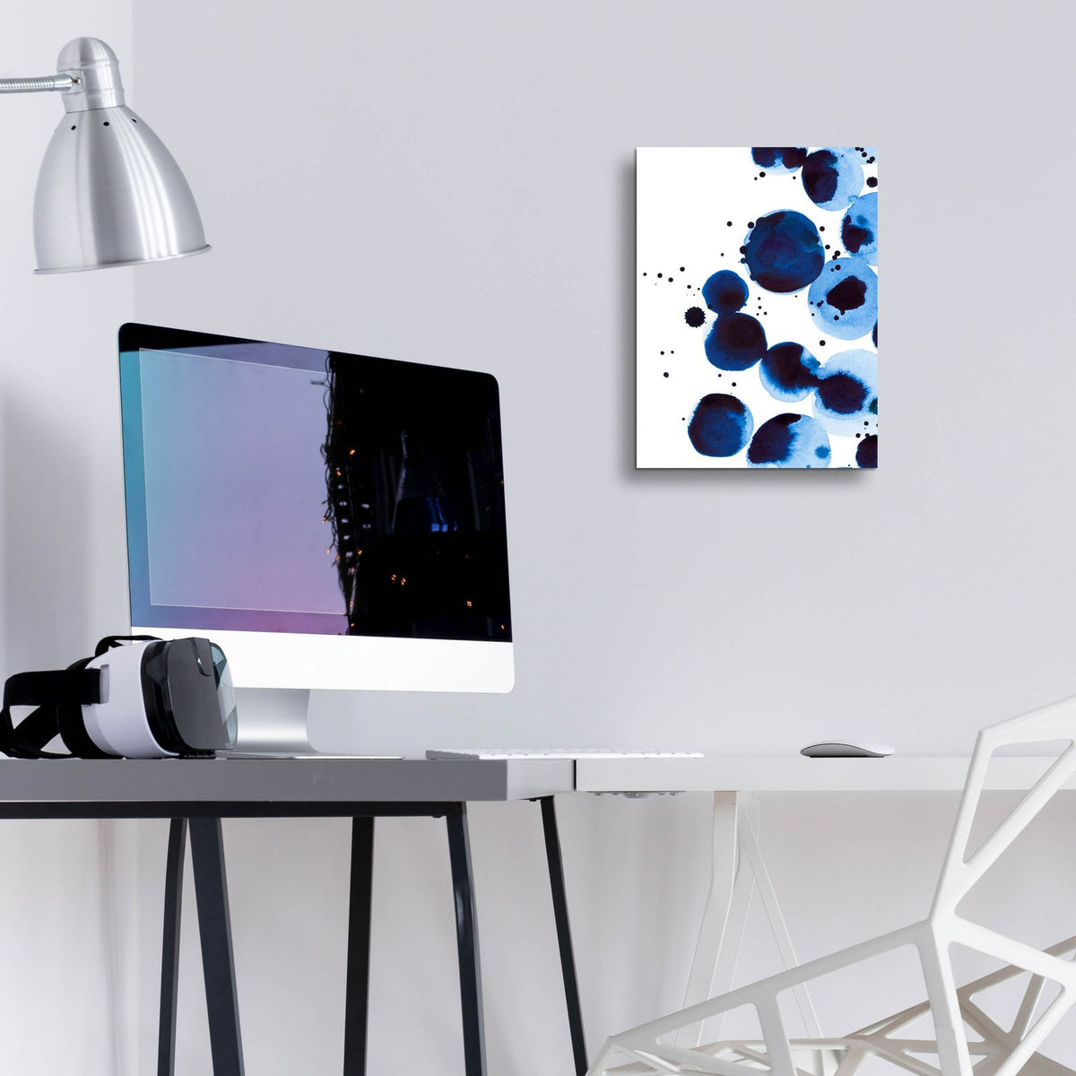 Blue Drops 2 by Annie Warren - 12x16 acrylic wall art in a room