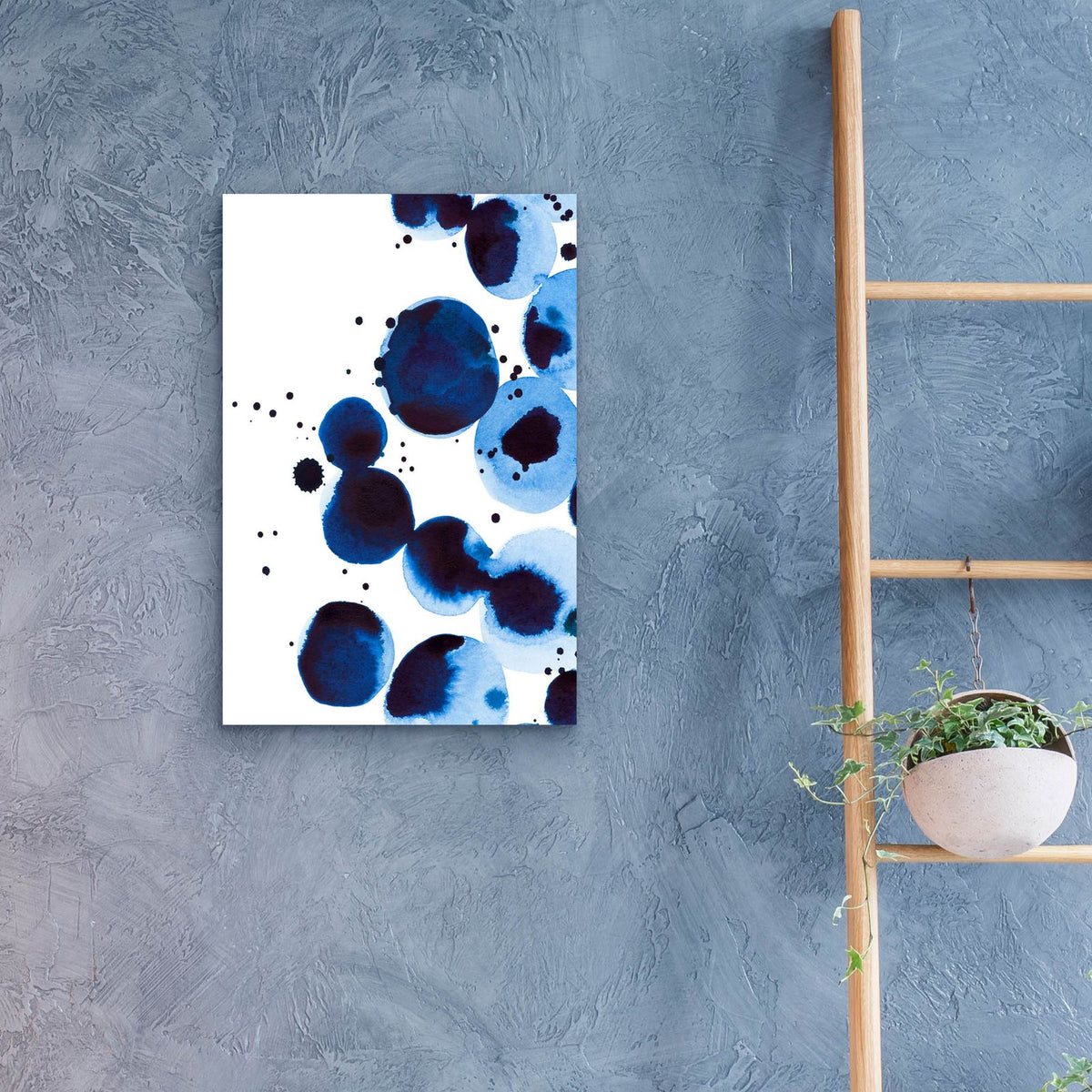 Blue Drops 2 by Annie Warren - 16x24 acrylic wall art in a room