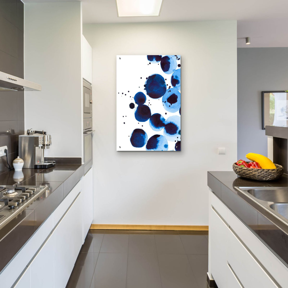 Blue Drops 2 by Annie Warren - 24x36 acrylic wall art in a room