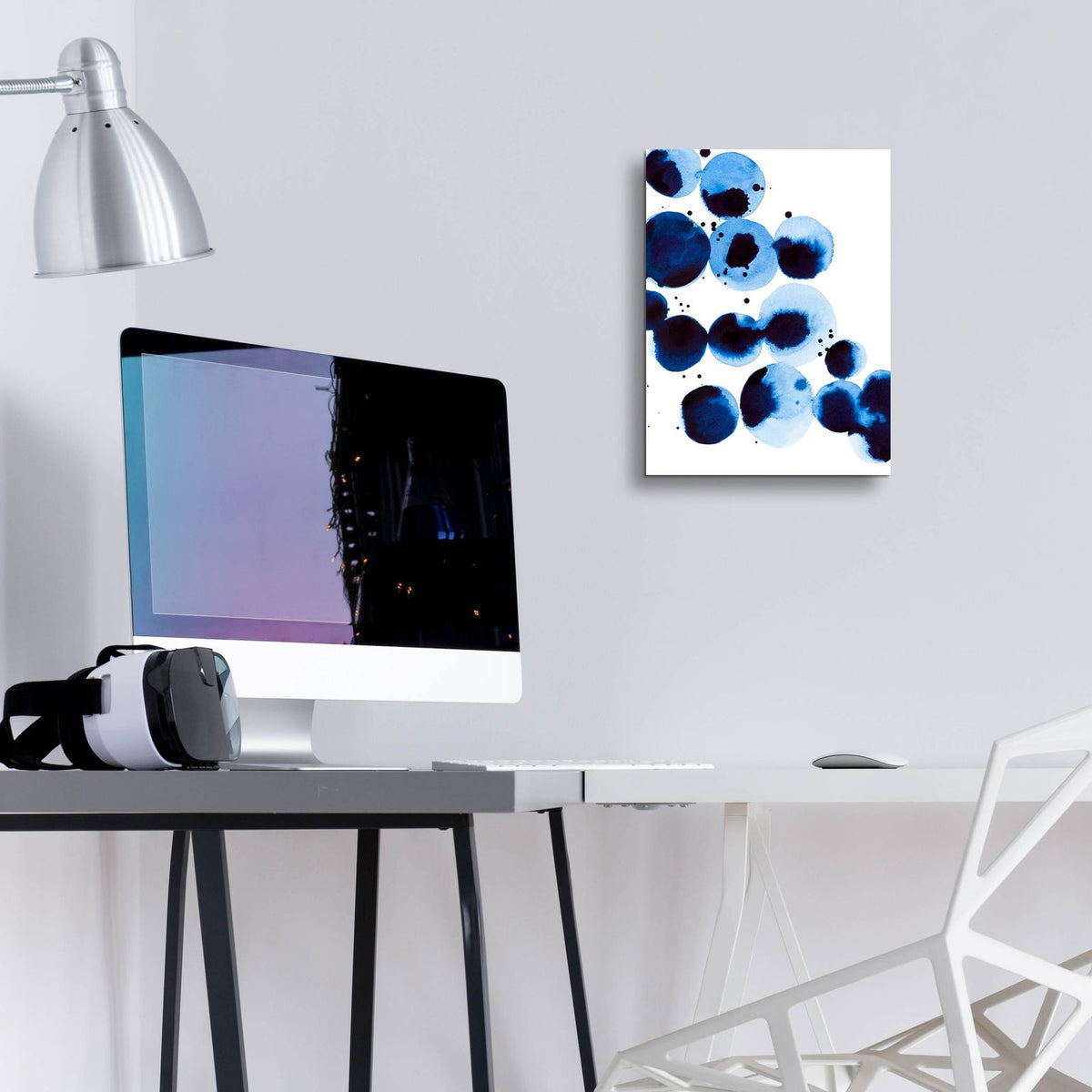 Blue Drops 3 by Annie Warren - 12x16 acrylic wall art in a room