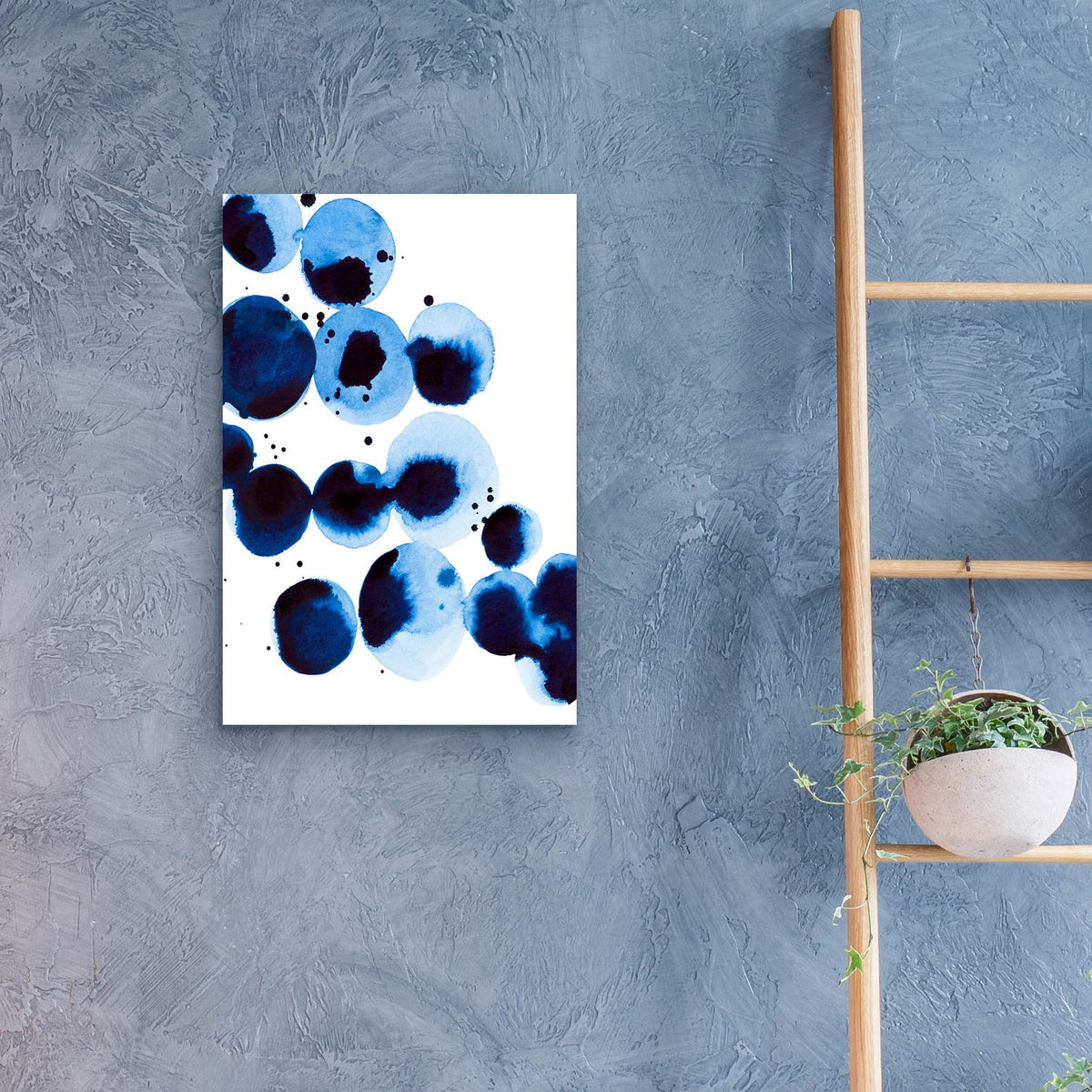 Blue Drops 3 by Annie Warren - 16x24 acrylic wall art in a room
