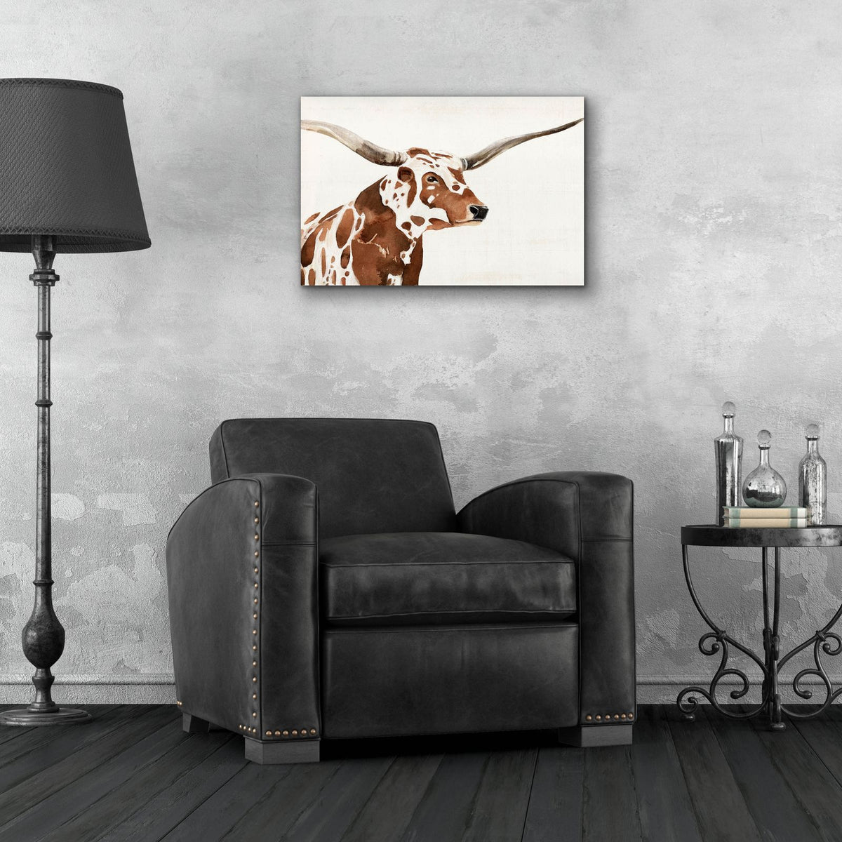 Spotted Steer 4 by Annie Warren - 24x16 acrylic wall art in a room
