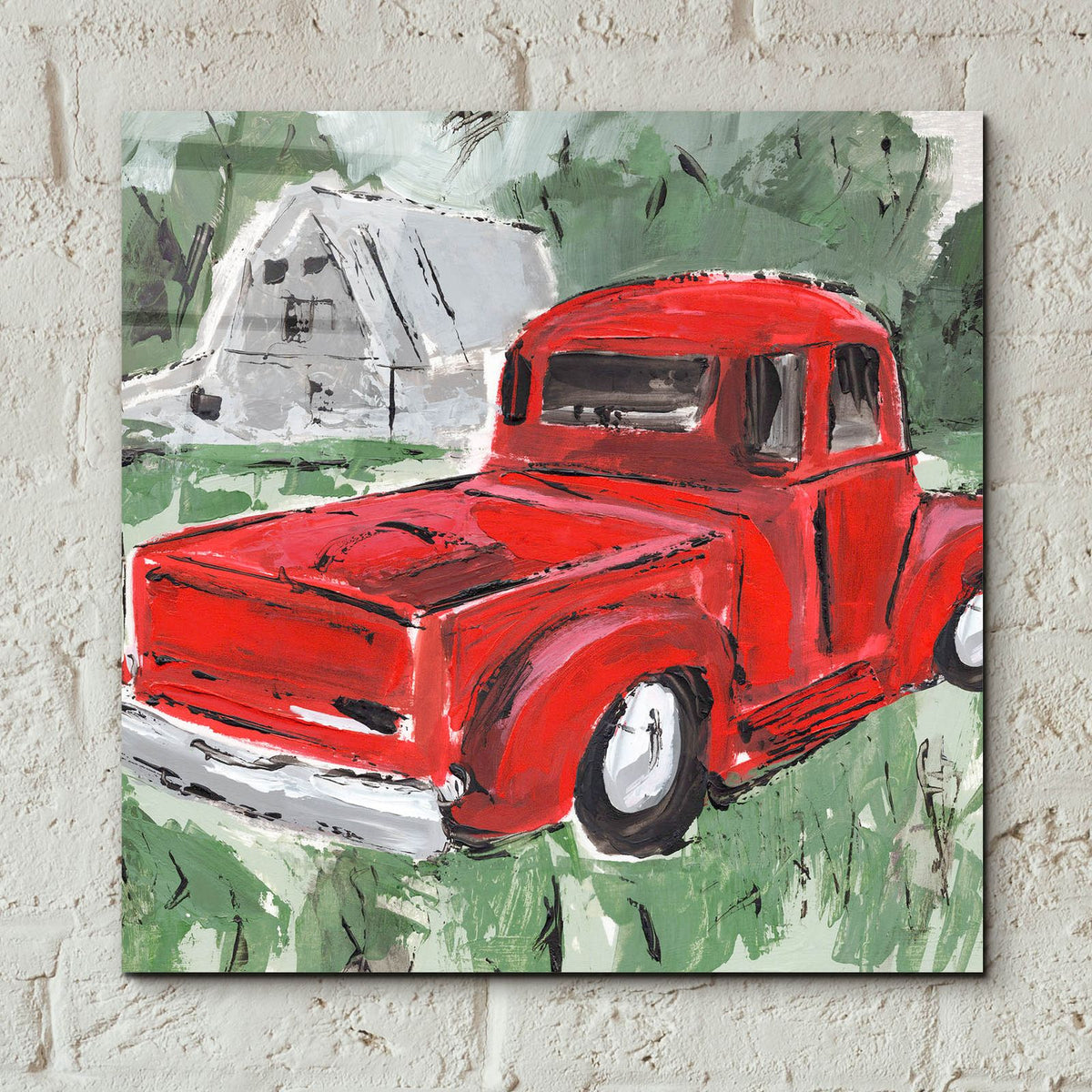 Big Red Truck 1 by Annie Warren - 12x12 acrylic wall art in a room