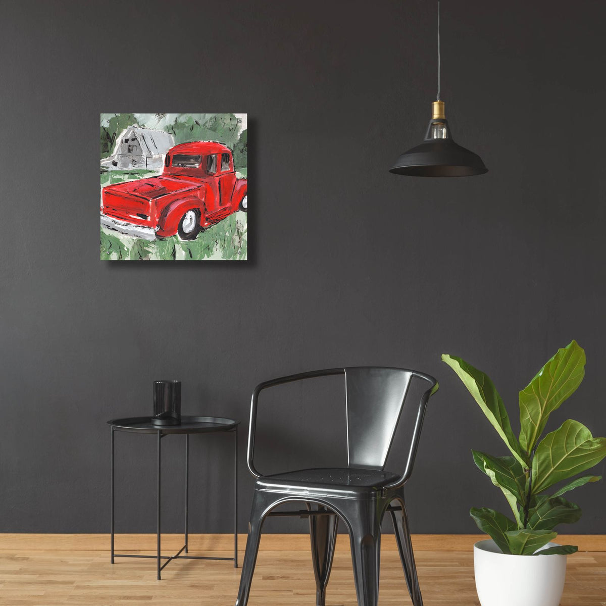 Big Red Truck 1 by Annie Warren - 24x24 acrylic wall art in a room