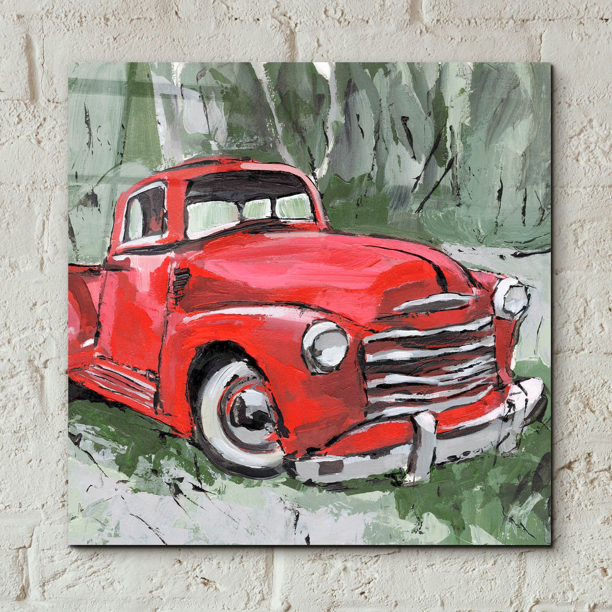 Big Red Truck 3 by Annie Warren - 12x12 acrylic wall art in a room
