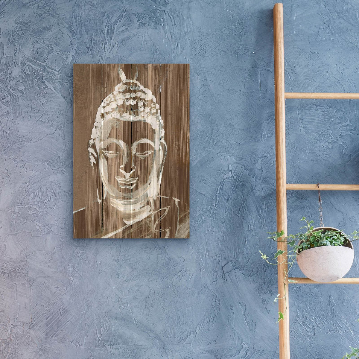 Buddha On Wood 2 by Annie Warren - 16x24 acrylic wall art in a room