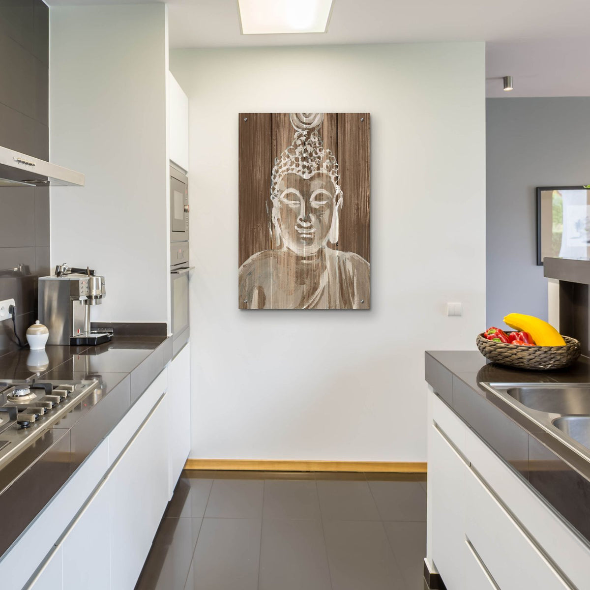 Buddha On Wood 4 by Annie Warren - 24x36 acrylic wall art in a room