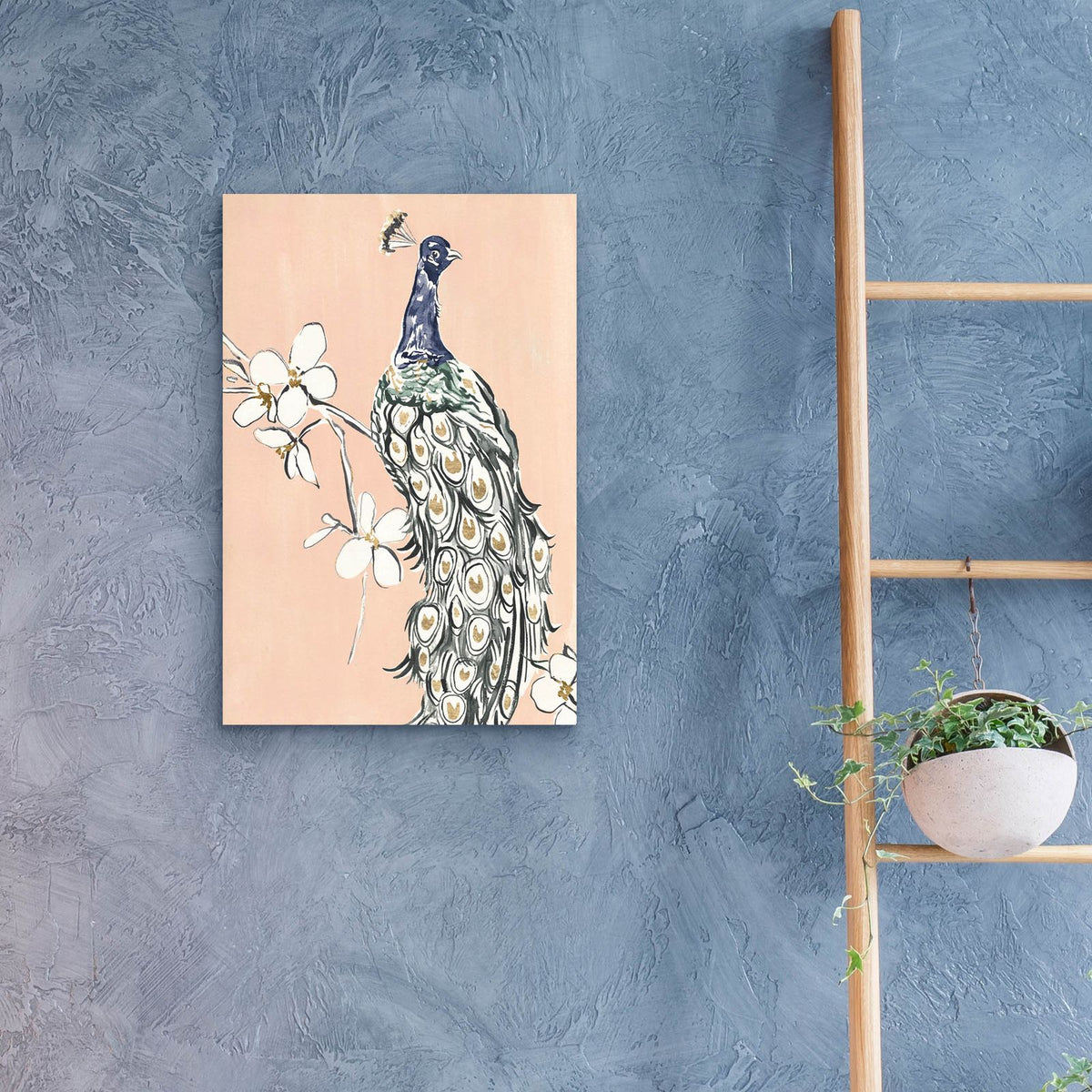 Peacock In Gold 3 by Annie Warren - 16x24 acrylic wall art in a room