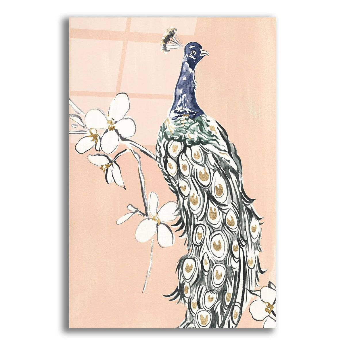 Peacock In Gold 3 by Annie Warren acrylic glass wall art