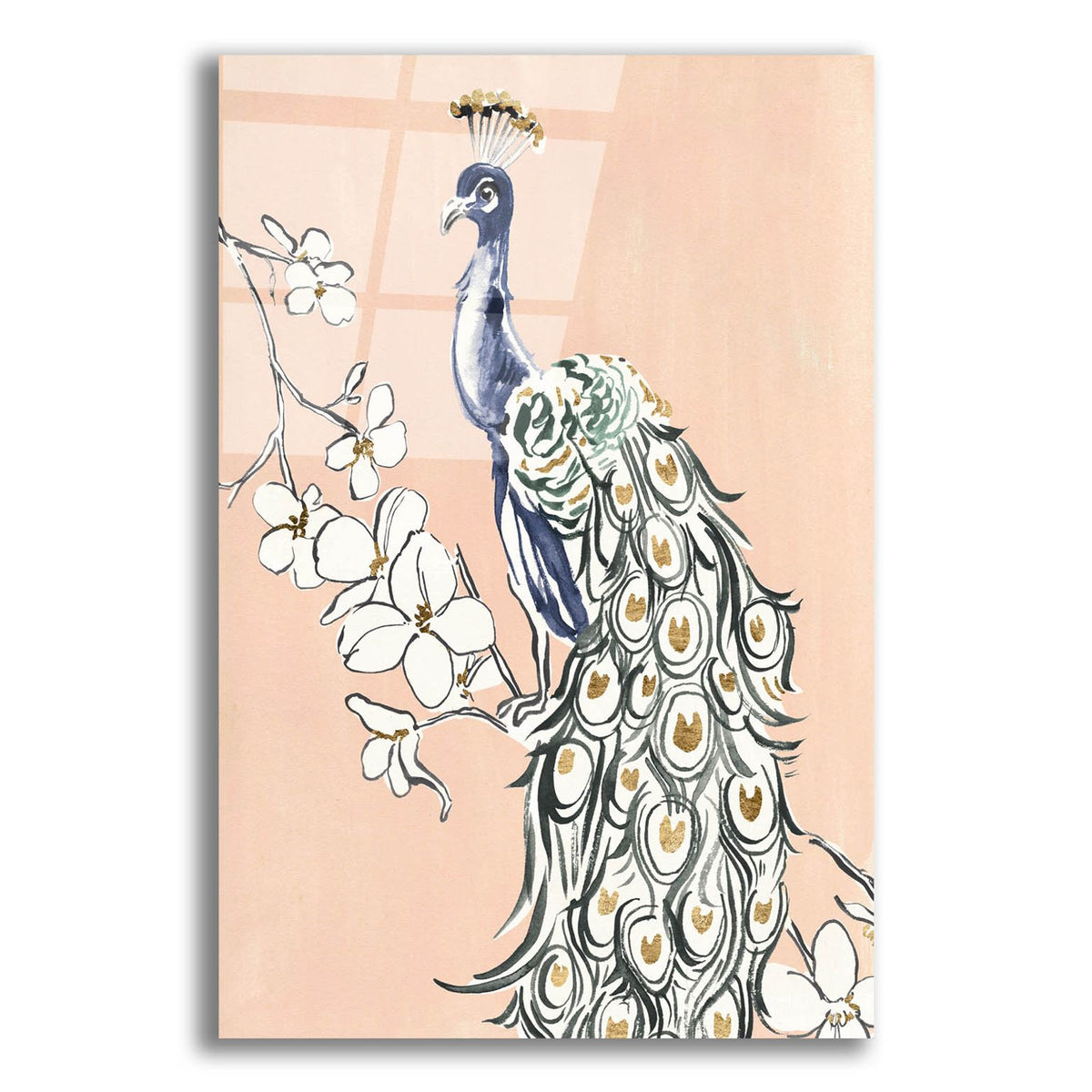 Peacock In Gold 4 by Annie Warren acrylic glass wall art
