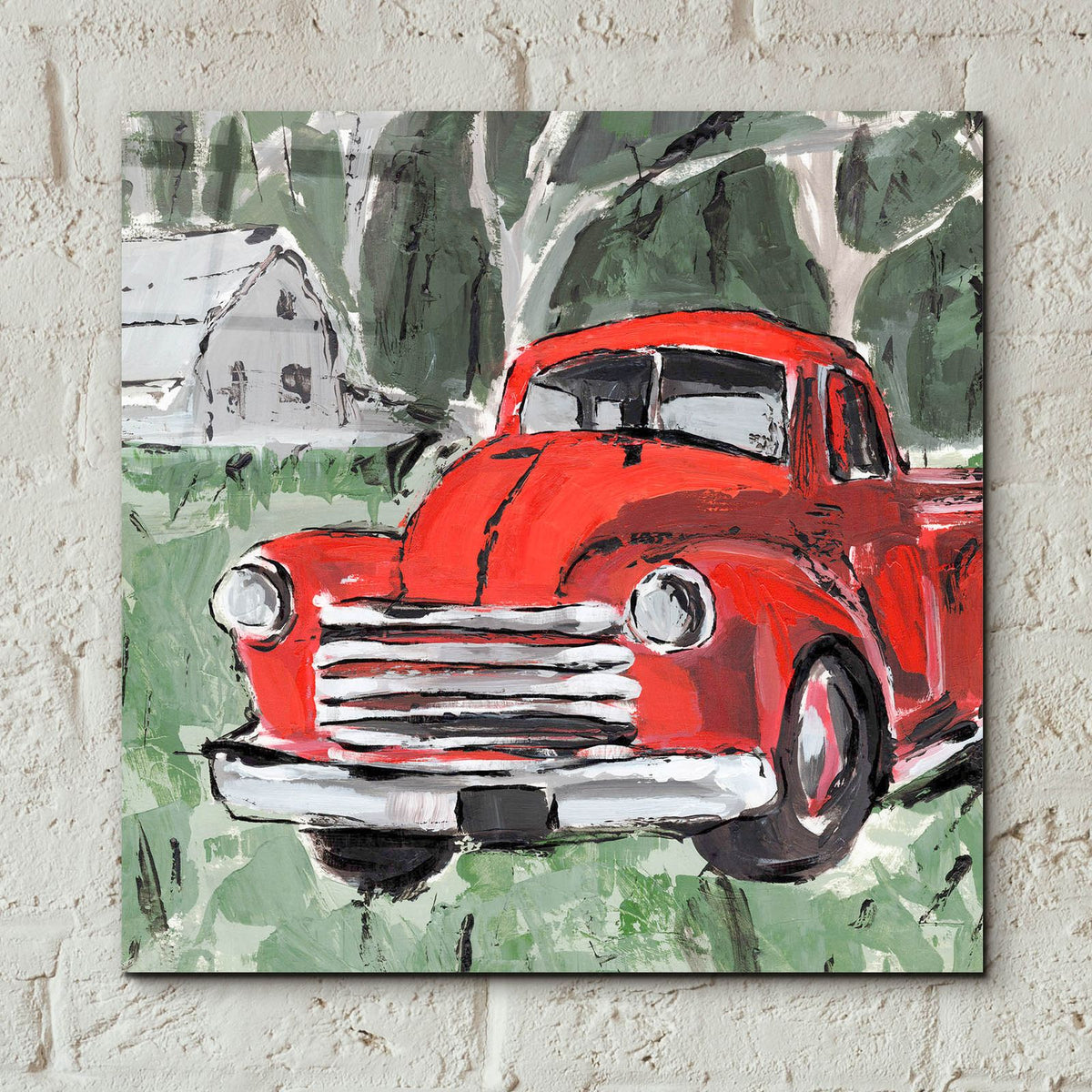 Big Red Truck 4 by Annie Warren - 12x12 acrylic wall art in a room
