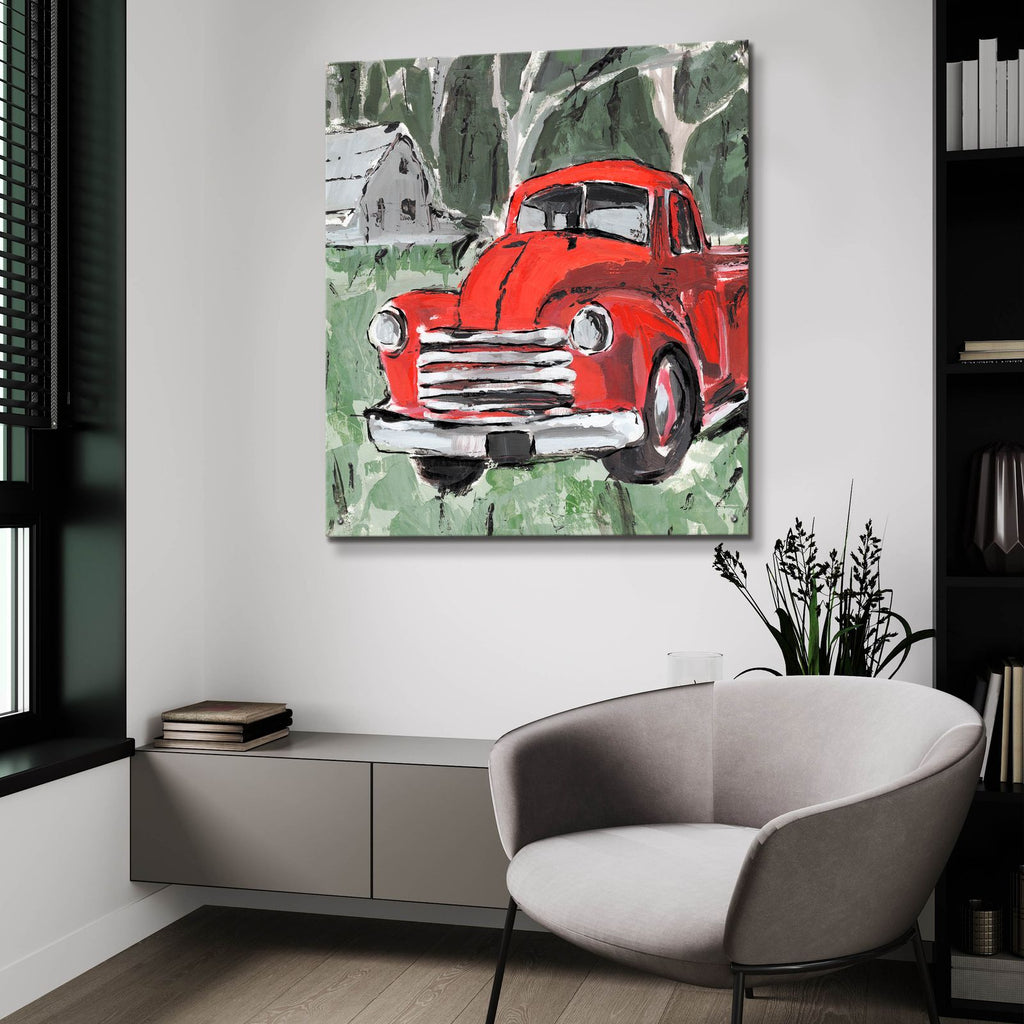 Big Red Truck 4 by Annie Warren - 36x36 acrylic wall art in a room