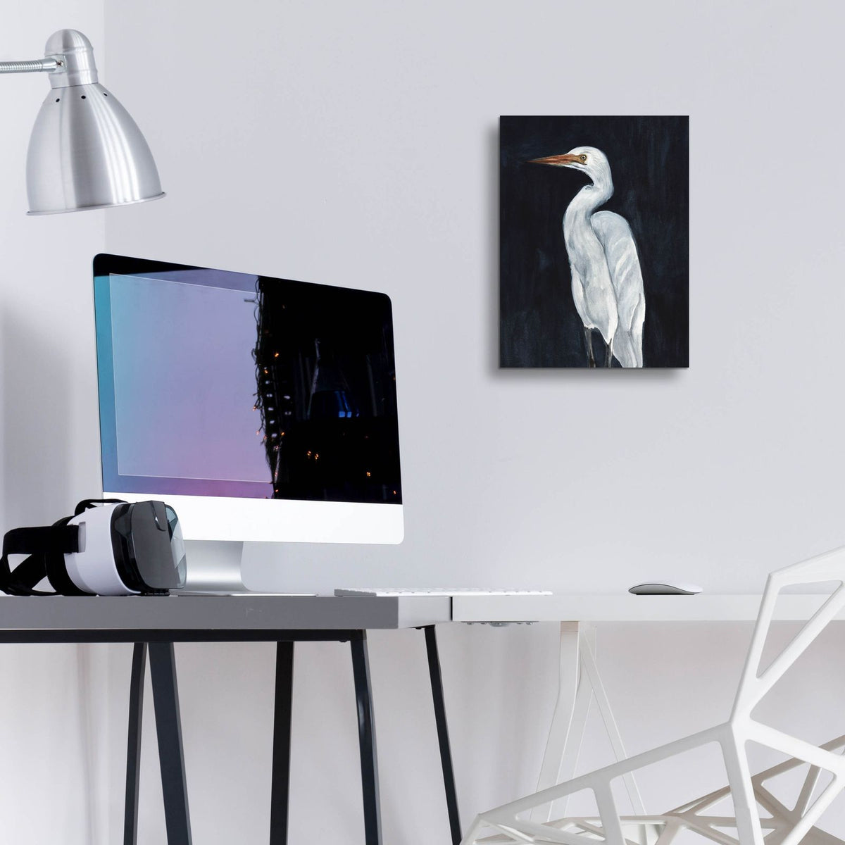 Calm Great Egret 1 by Annie Warren - 12x16 acrylic wall art in a room