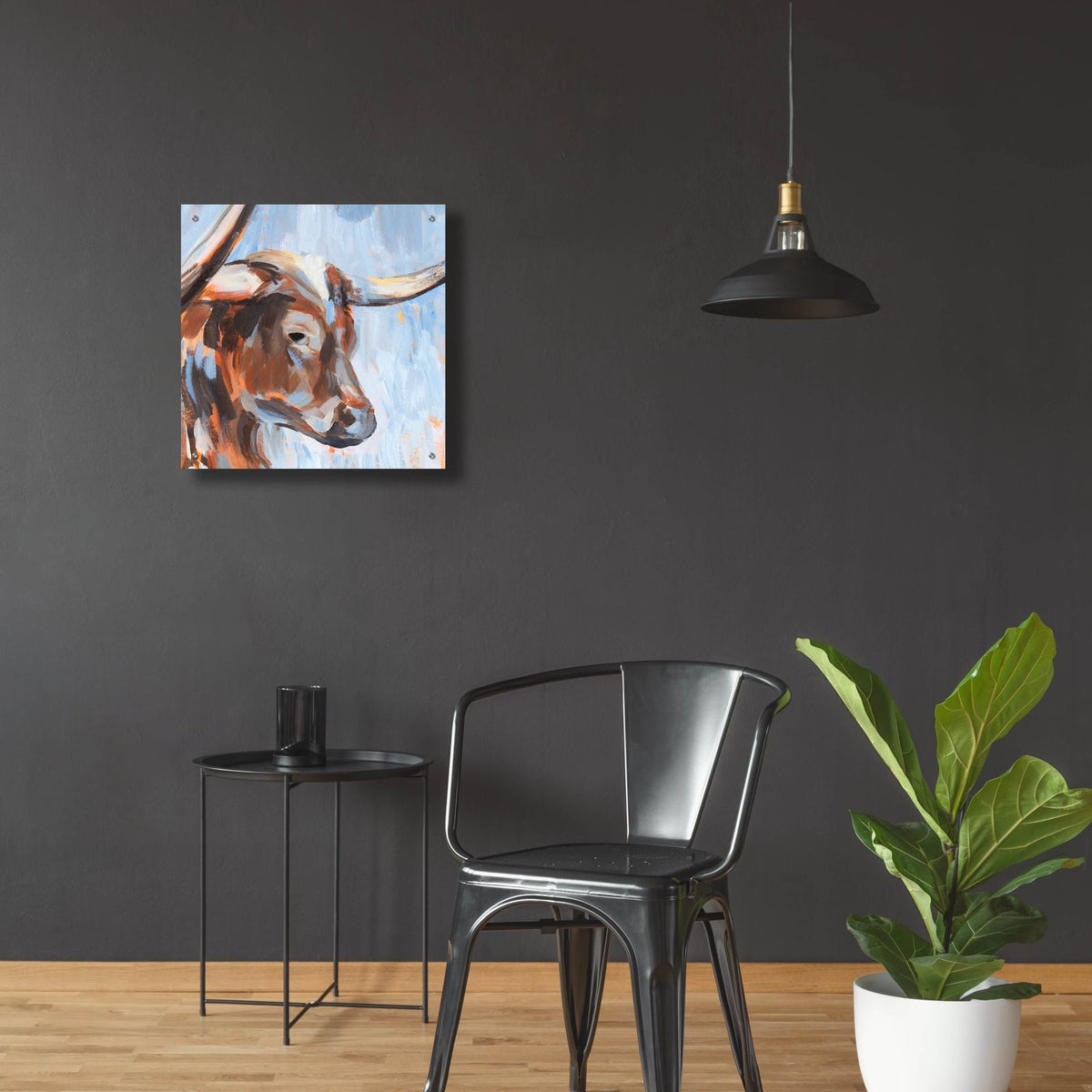 Vivid Cattle 3 by Annie Warren - 24x24 acrylic wall art in a room