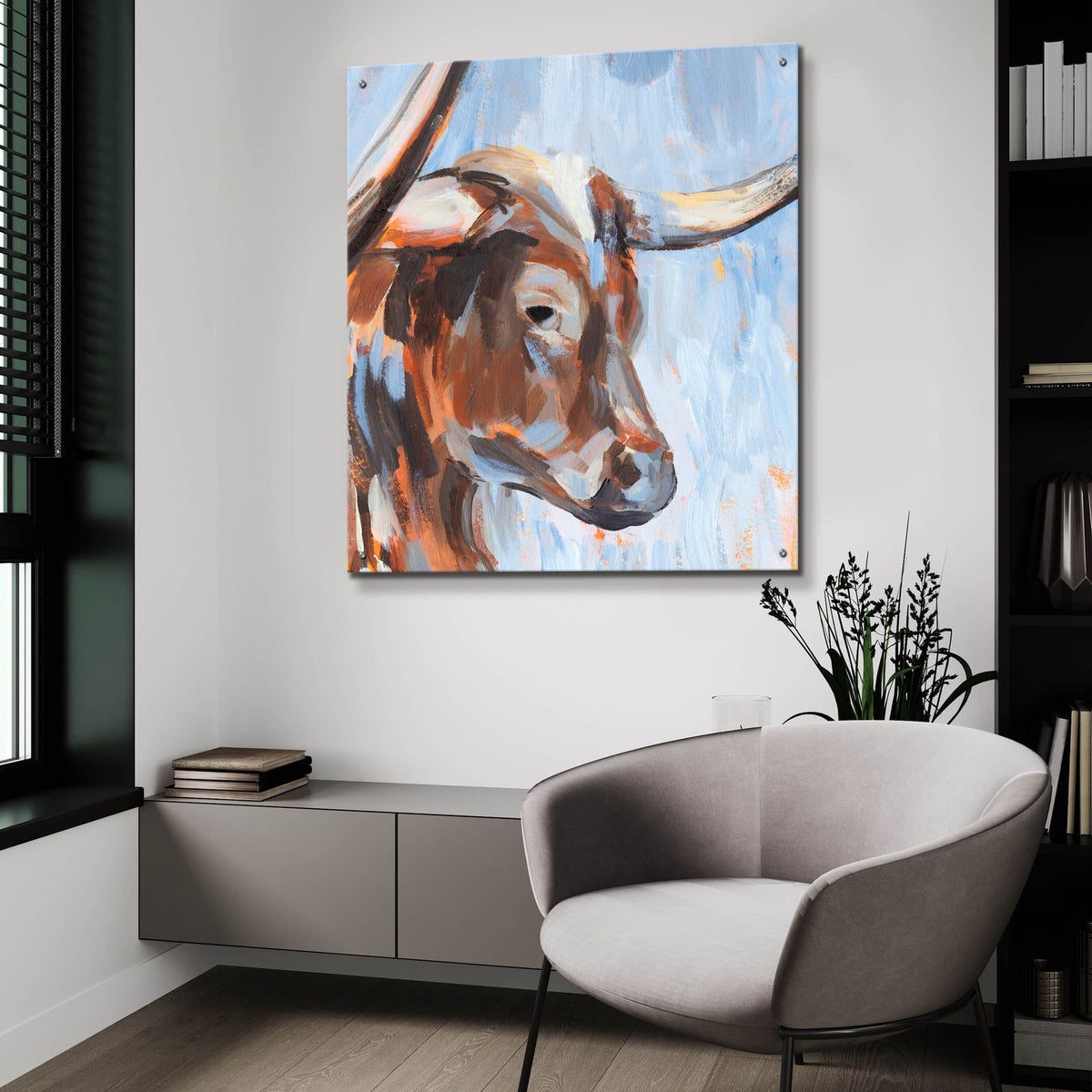 Vivid Cattle 3 by Annie Warren - 36x36 acrylic wall art in a room