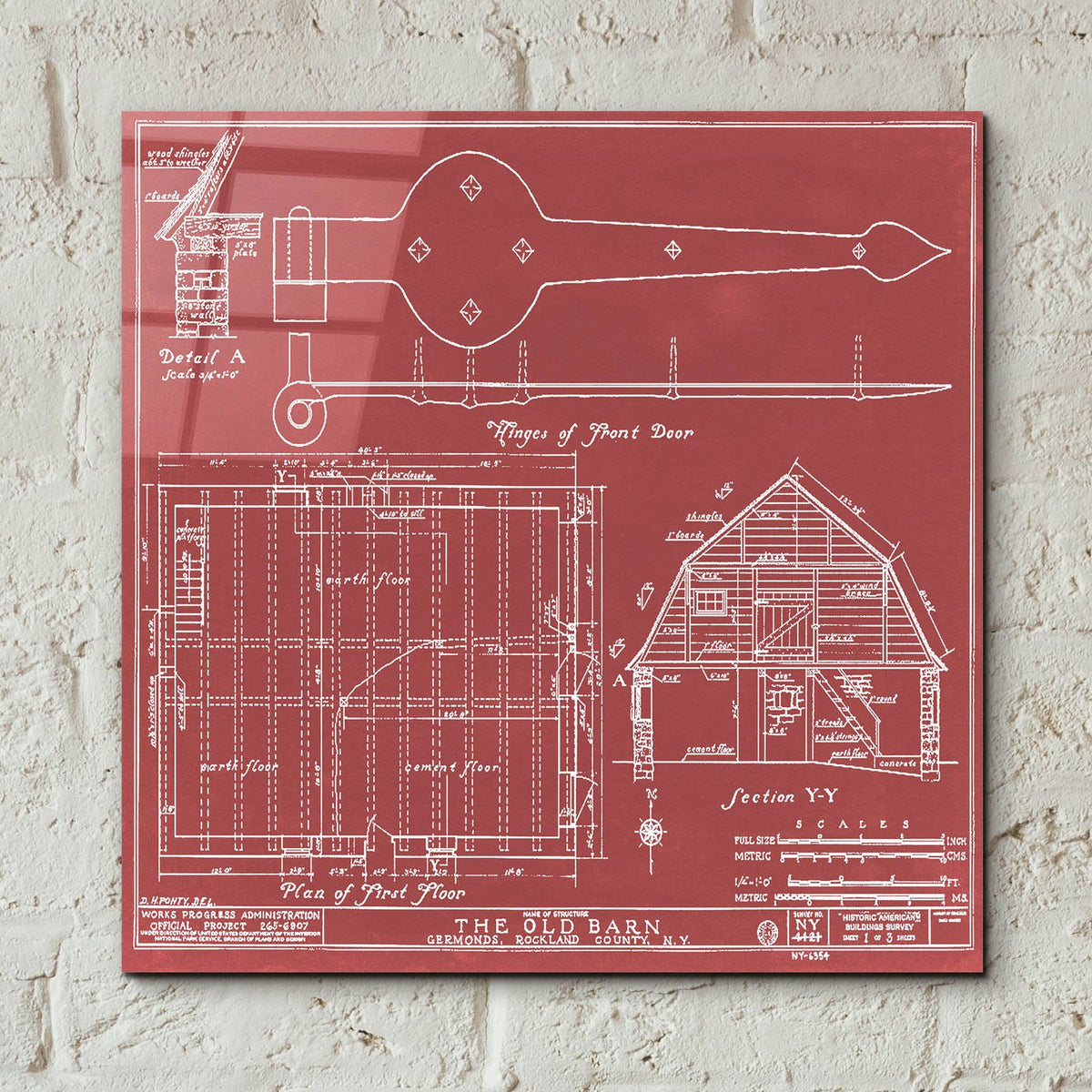 Rockland County Barn 2 by Annie Warren - 12x12 acrylic wall art in a room