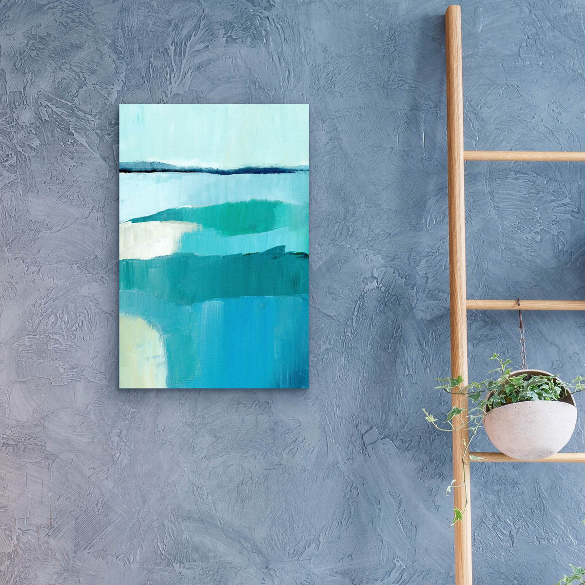 Cyan Reflections 4 by Annie Warren - 16x24 acrylic wall art in a room