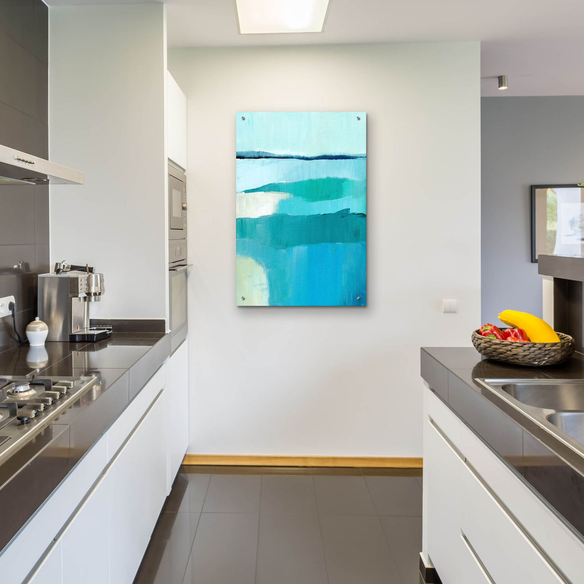 Cyan Reflections 4 by Annie Warren - 24x36 acrylic wall art in a room