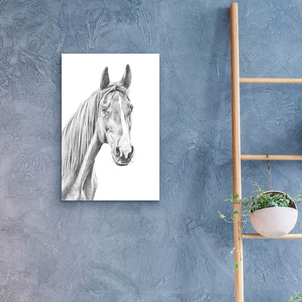 Equine Portrait Sketch 1 by Annie Warren - 16x24 acrylic wall art in a room