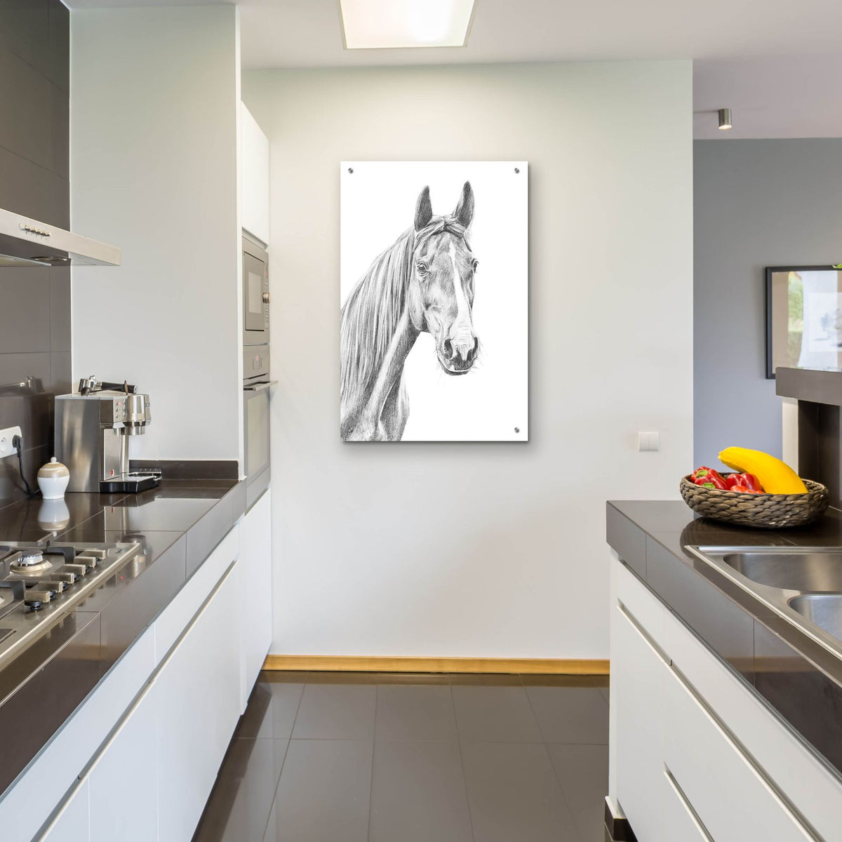 Equine Portrait Sketch 1 by Annie Warren - 24x36 acrylic wall art in a room