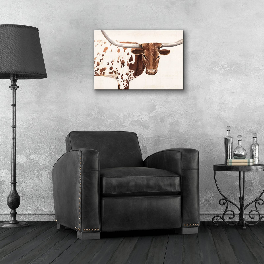Spotted Steer 1 by Annie Warren - 24x16 acrylic wall art in a room