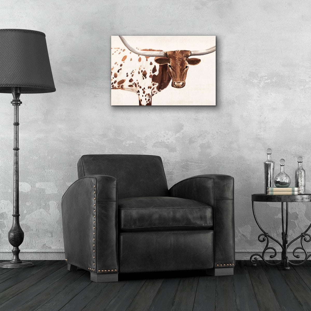 Spotted Steer 1 by Annie Warren - 24x16 acrylic wall art in a room